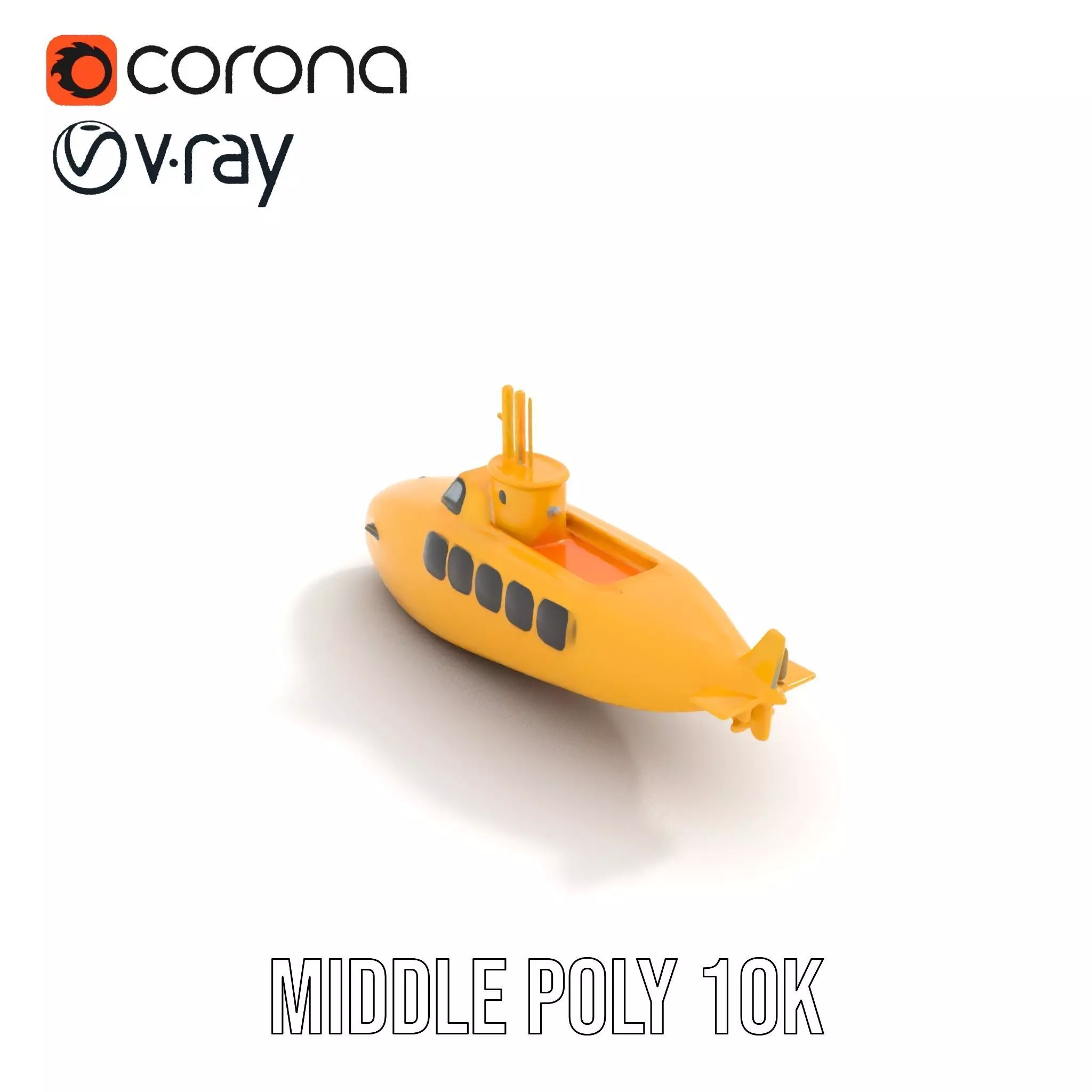 Vibrant Yellow Submarine model pack Low-poly 3D model_5