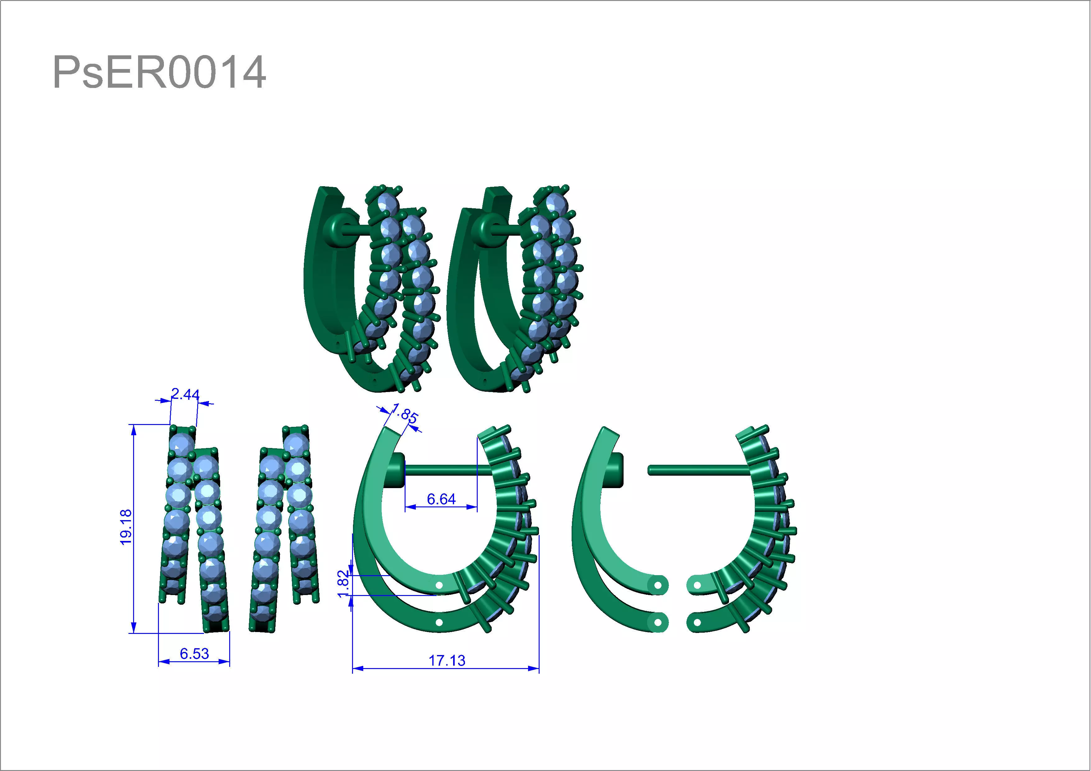Ribbon Earring stl obj 3D print model ER014 3D print model 3D print model_1