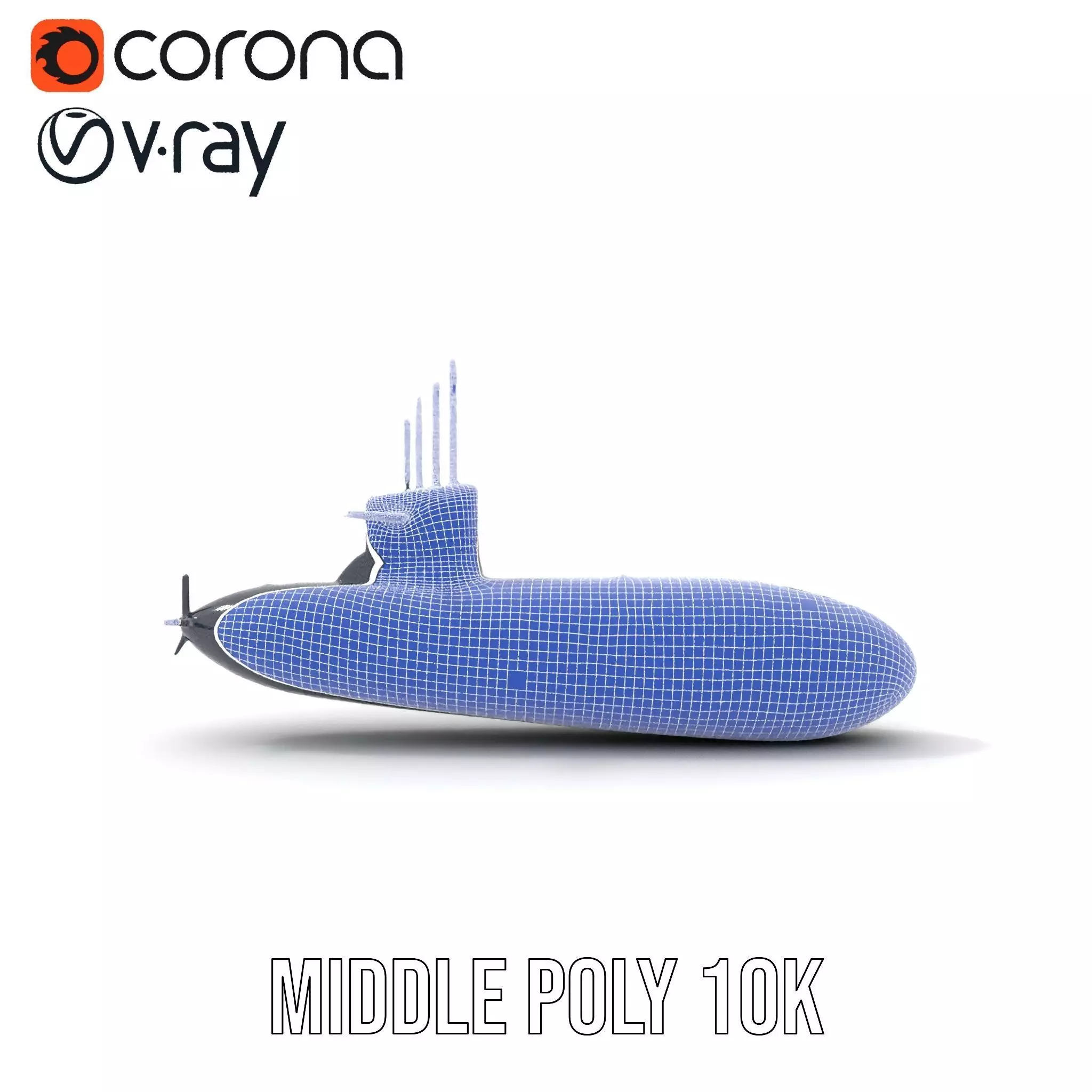 Black Stealth Submarine model pack Low-poly 3D model_20