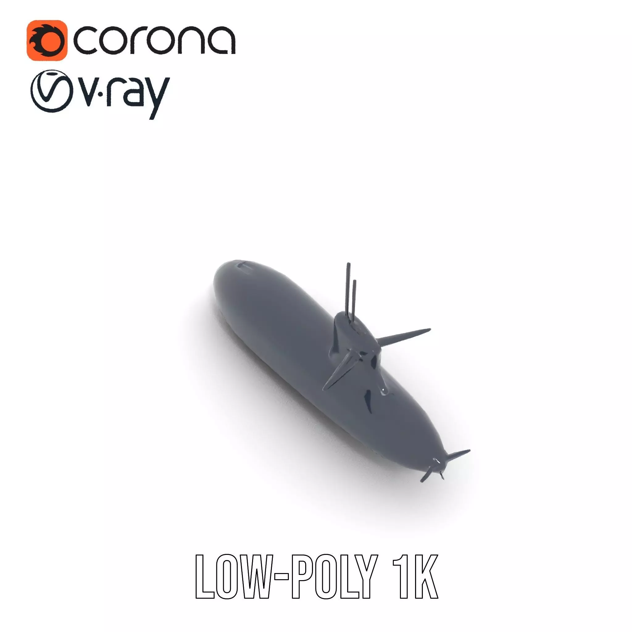 Black Stealth Submarine model pack Low-poly 3D model_9