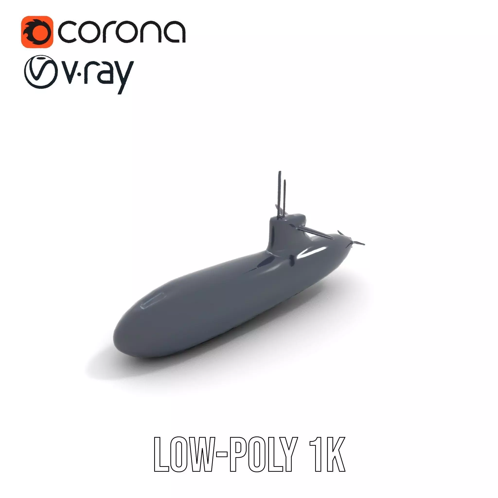 Black Stealth Submarine model pack Low-poly 3D model_12