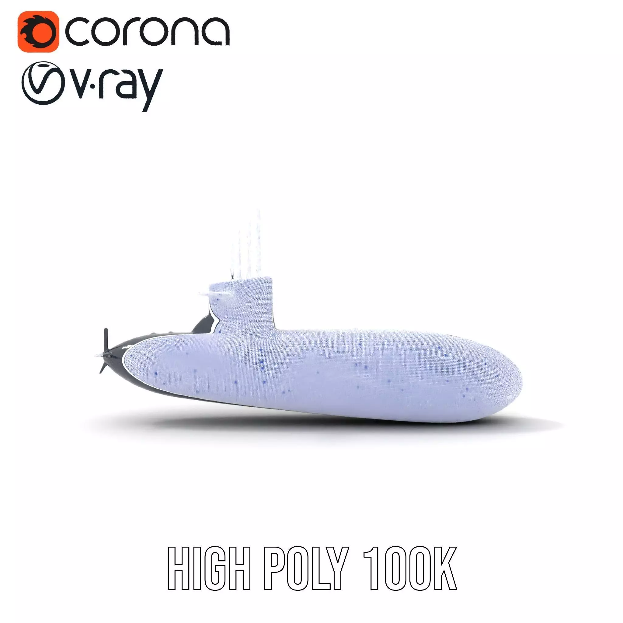 Black Stealth Submarine model pack Low-poly 3D model_33