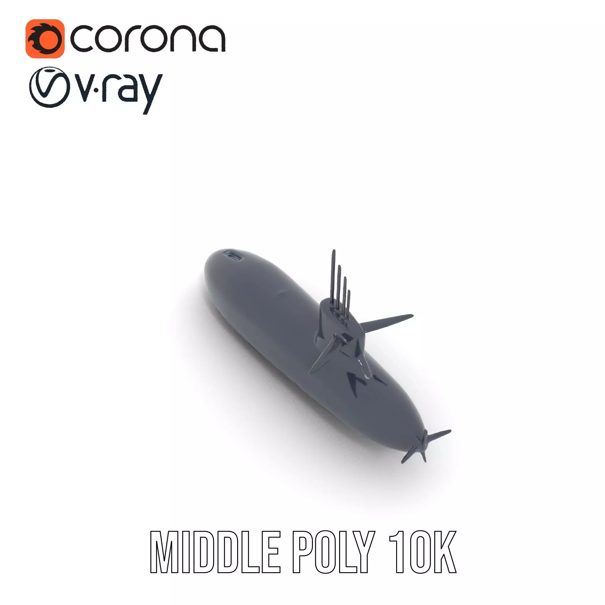 Black Stealth Submarine model pack Low-poly 3D model_11