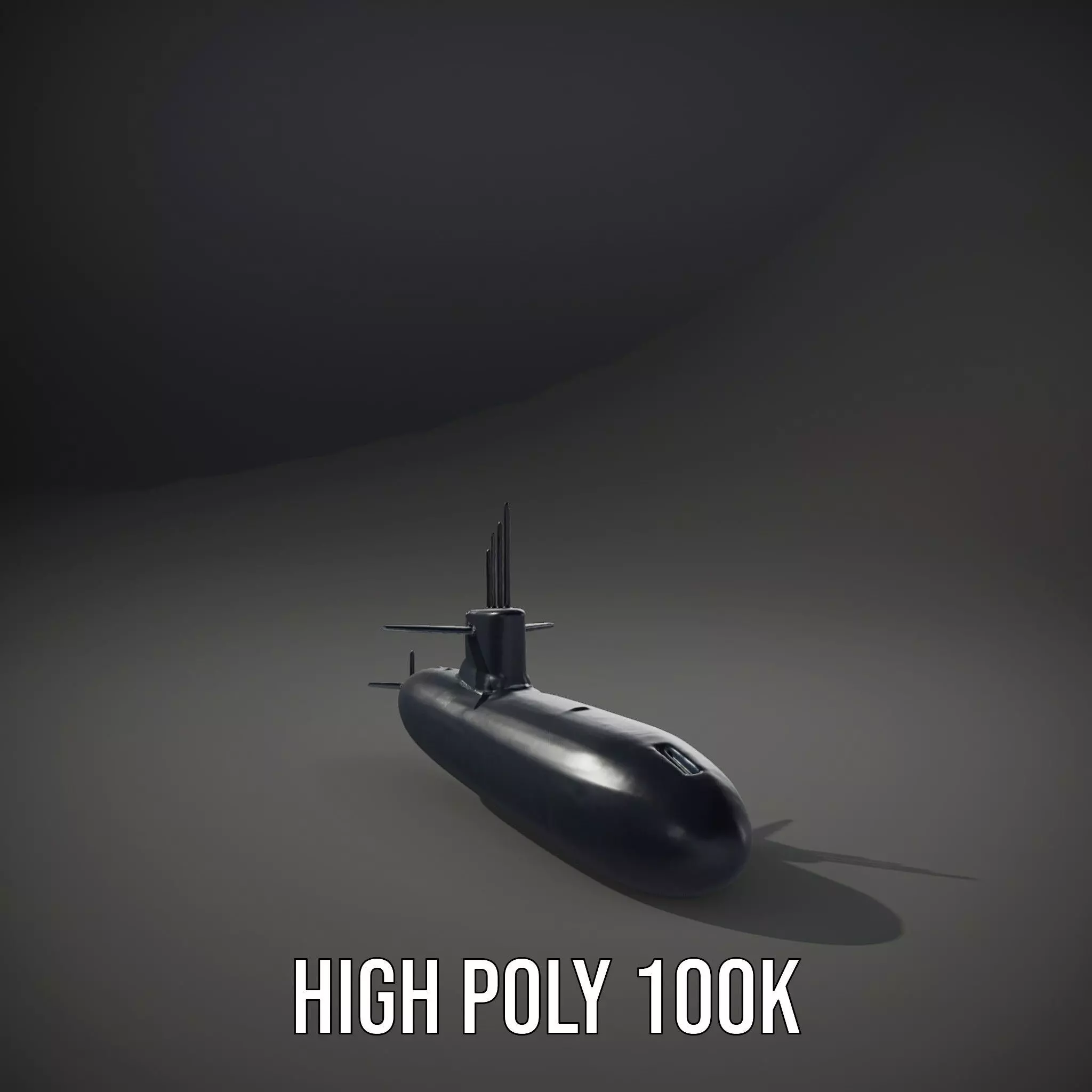 Black Stealth Submarine model pack Low-poly 3D model_10