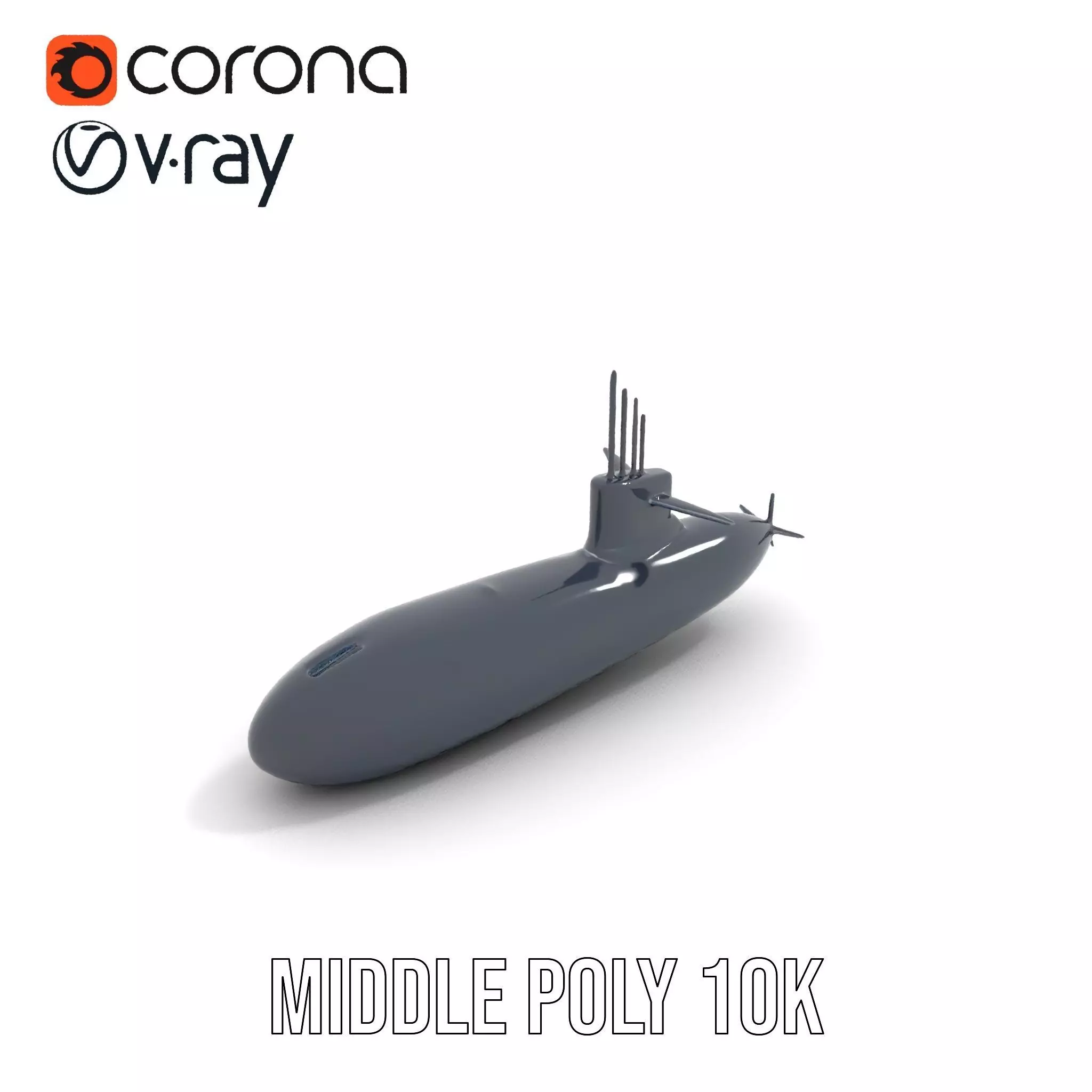 Black Stealth Submarine model pack Low-poly 3D model_6