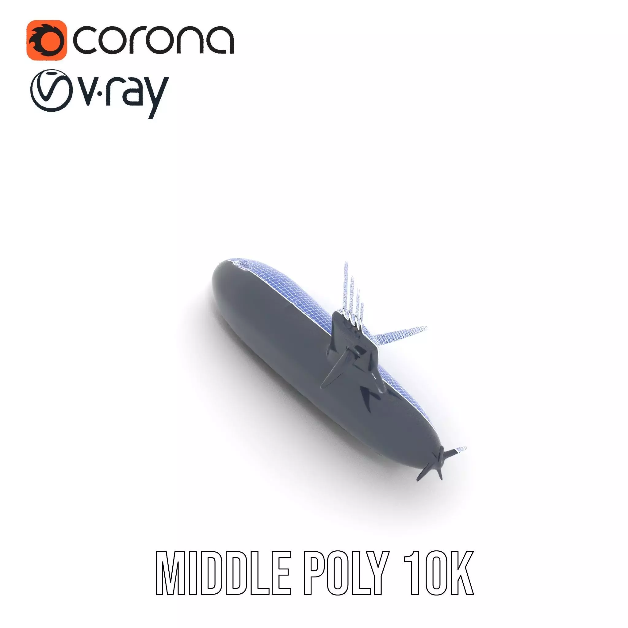 Black Stealth Submarine model pack Low-poly 3D model_18