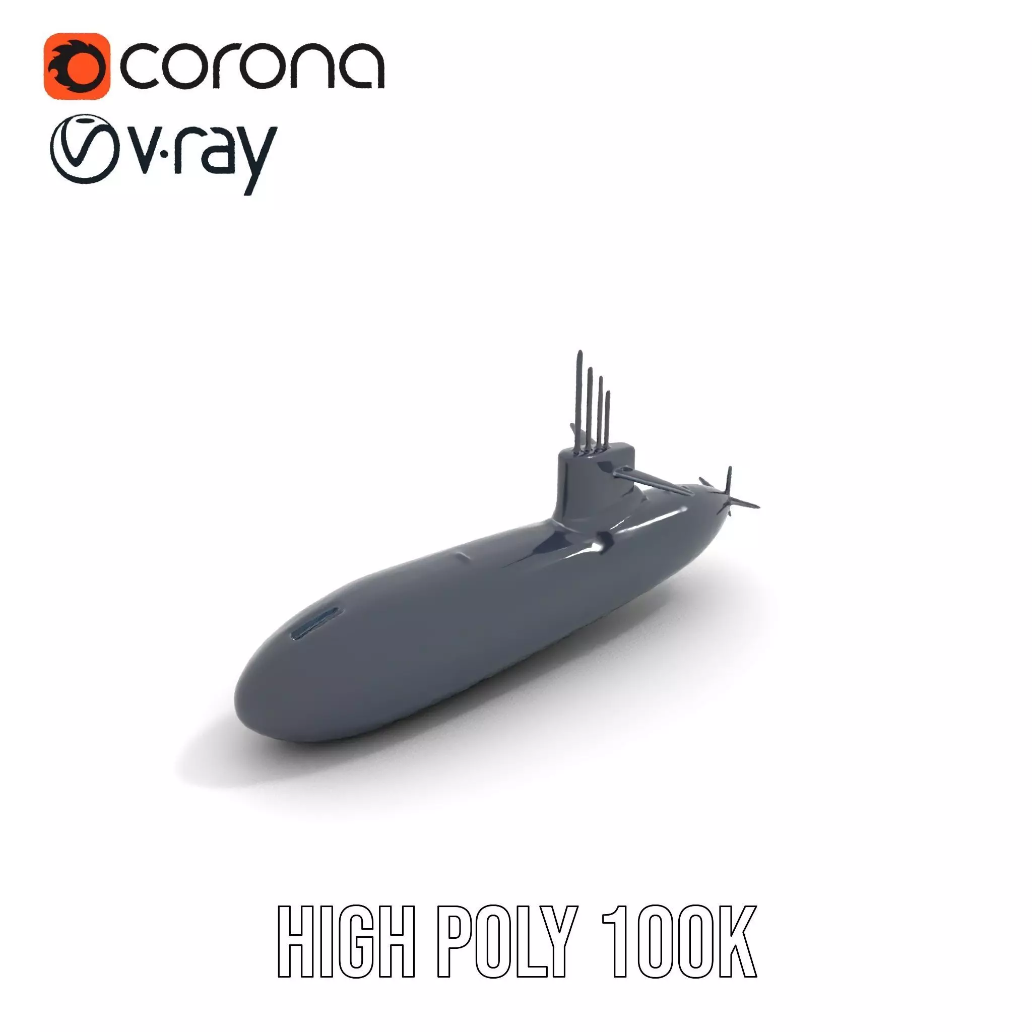 Black Stealth Submarine model pack Low-poly 3D model_28