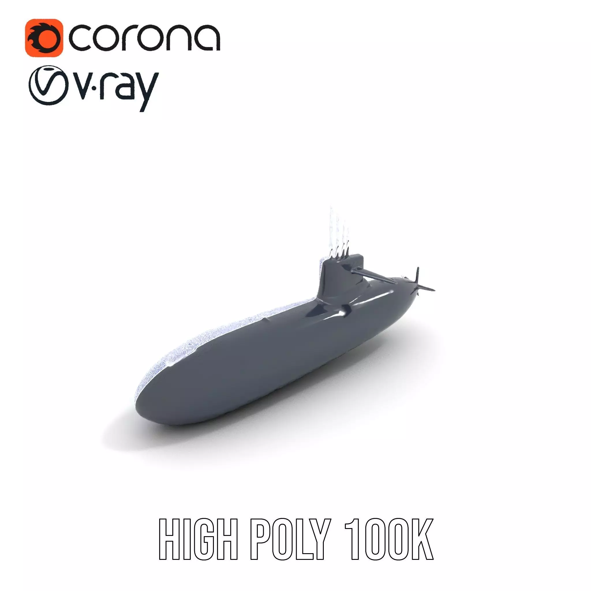 Black Stealth Submarine model pack Low-poly 3D model_32