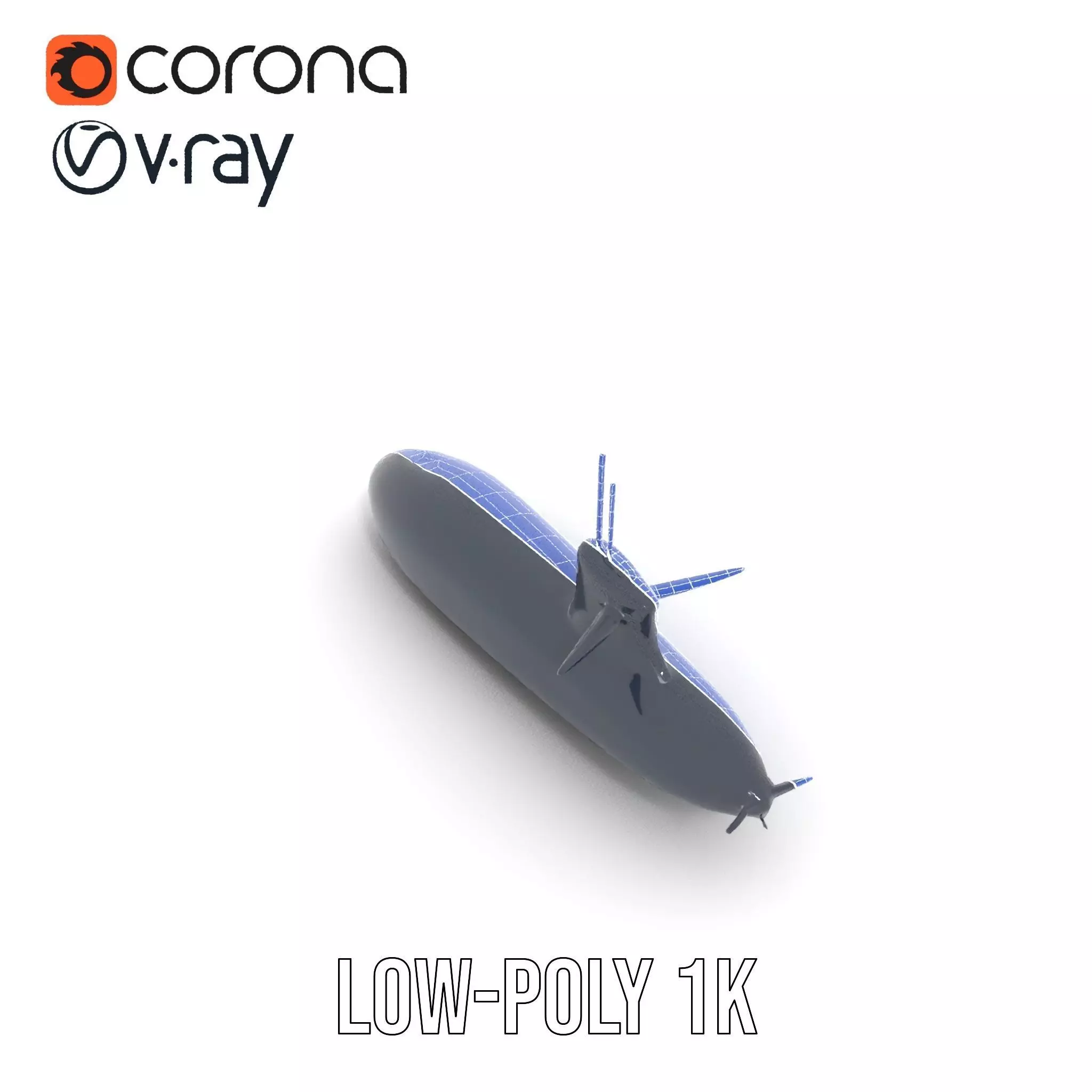 Black Stealth Submarine model pack Low-poly 3D model_24