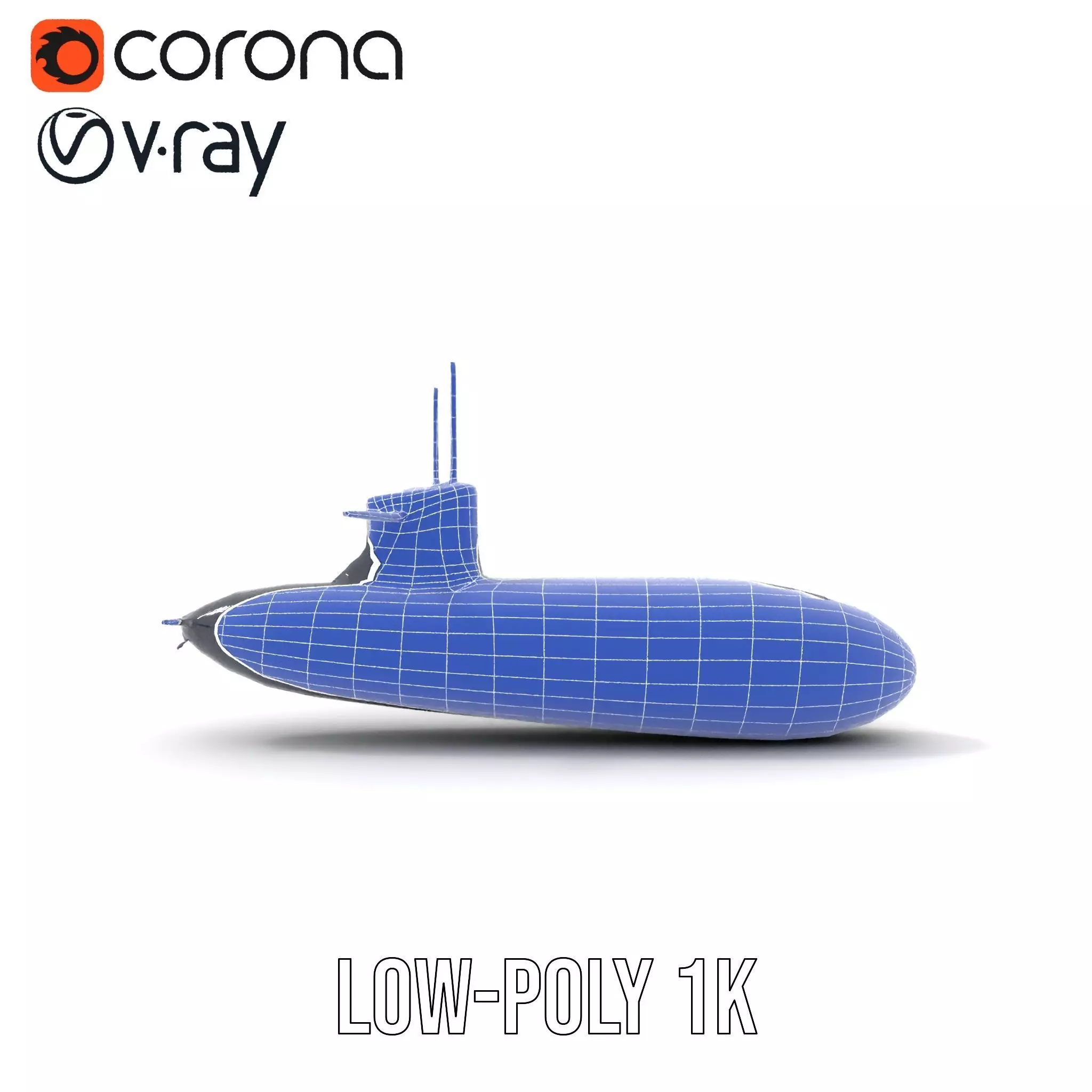 Black Stealth Submarine model pack Low-poly 3D model_14