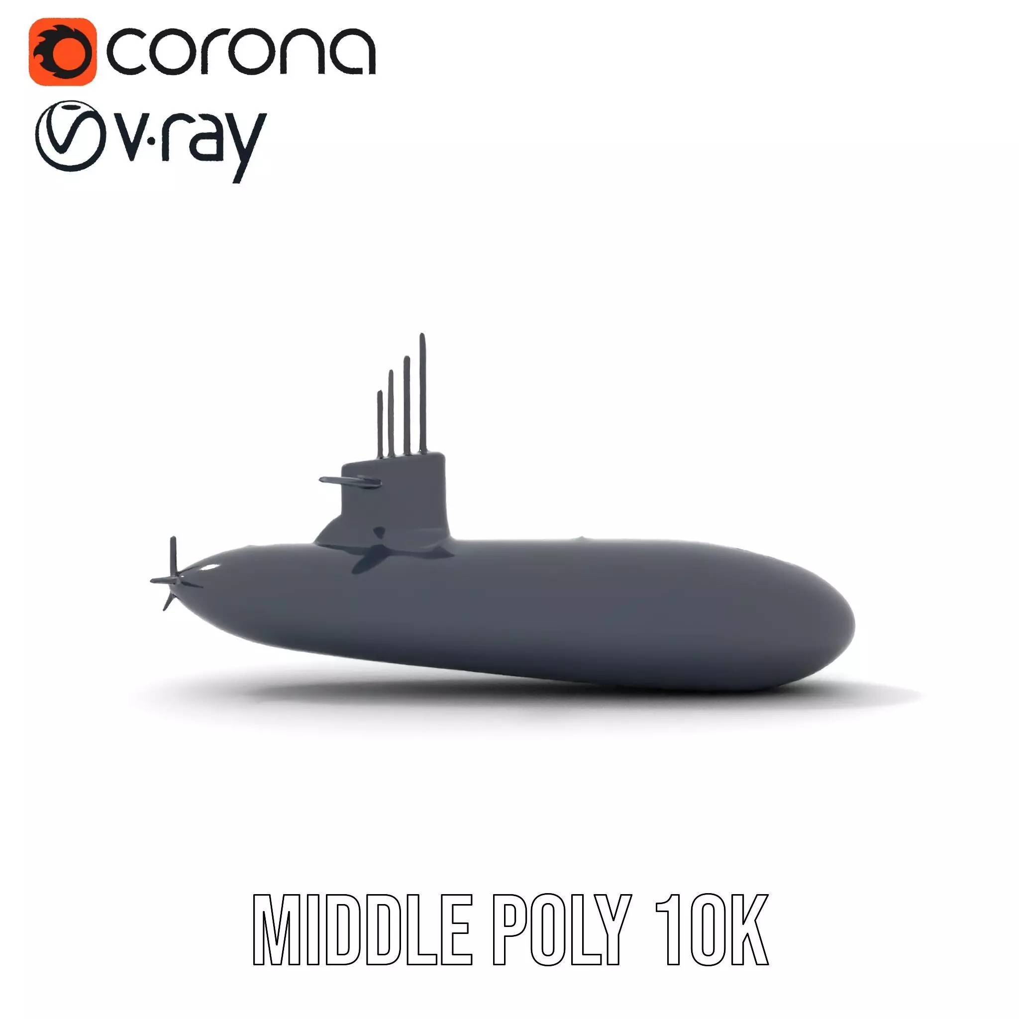 Black Stealth Submarine model pack Low-poly 3D model_16