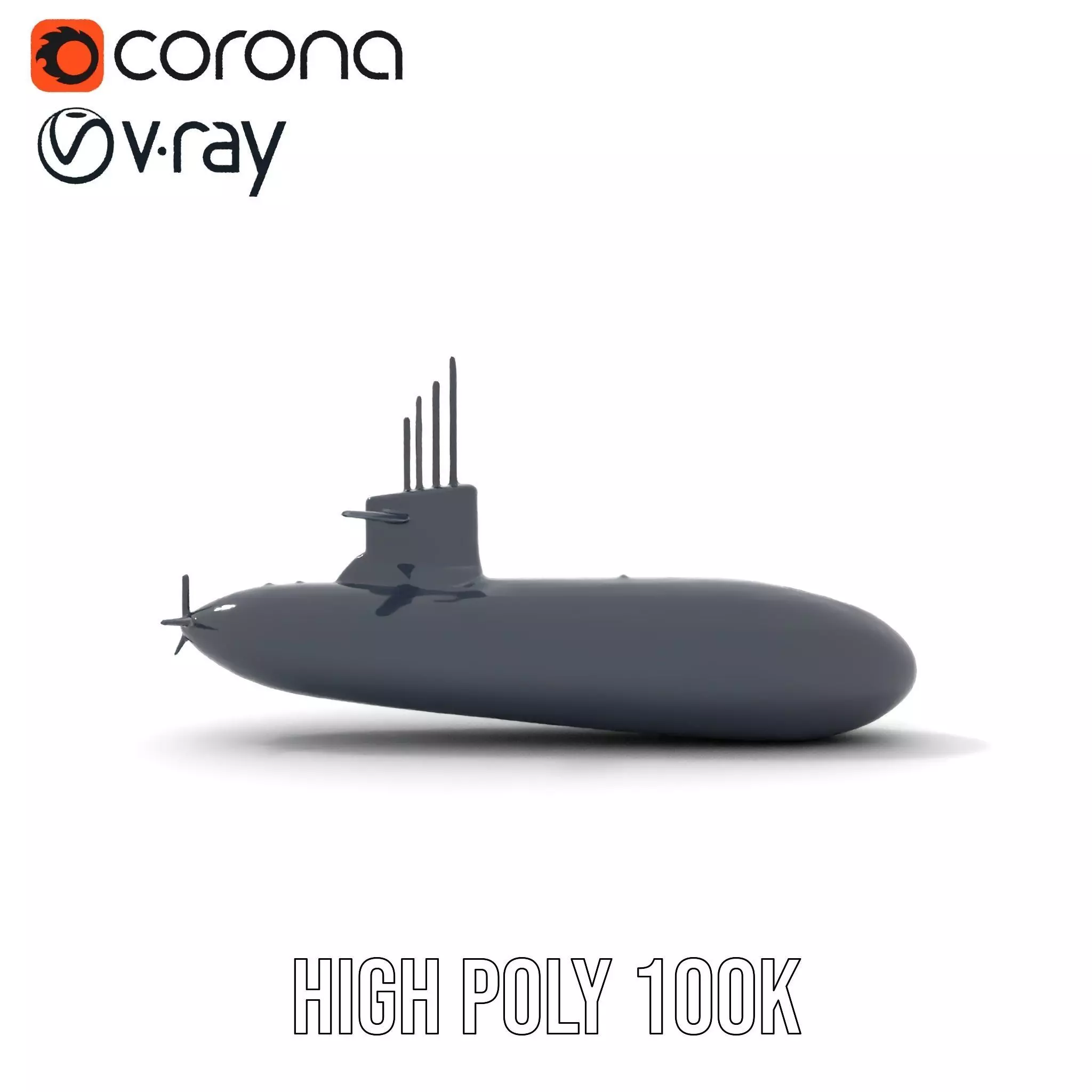 Black Stealth Submarine model pack Low-poly 3D model_25