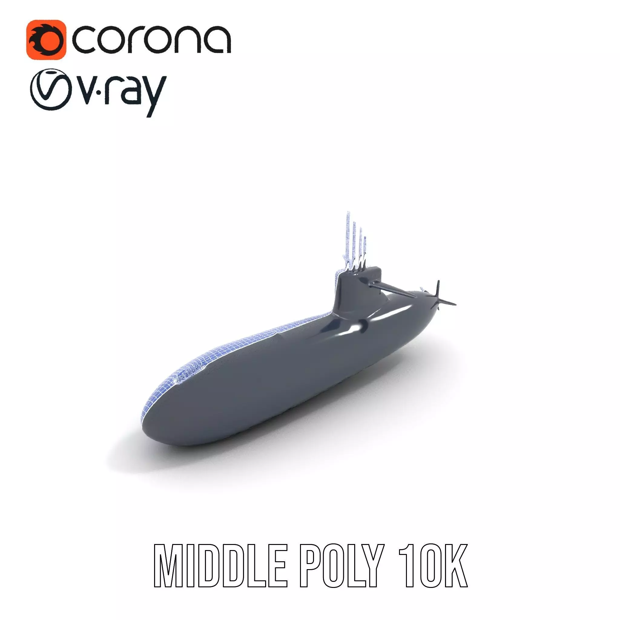 Black Stealth Submarine model pack Low-poly 3D model_29