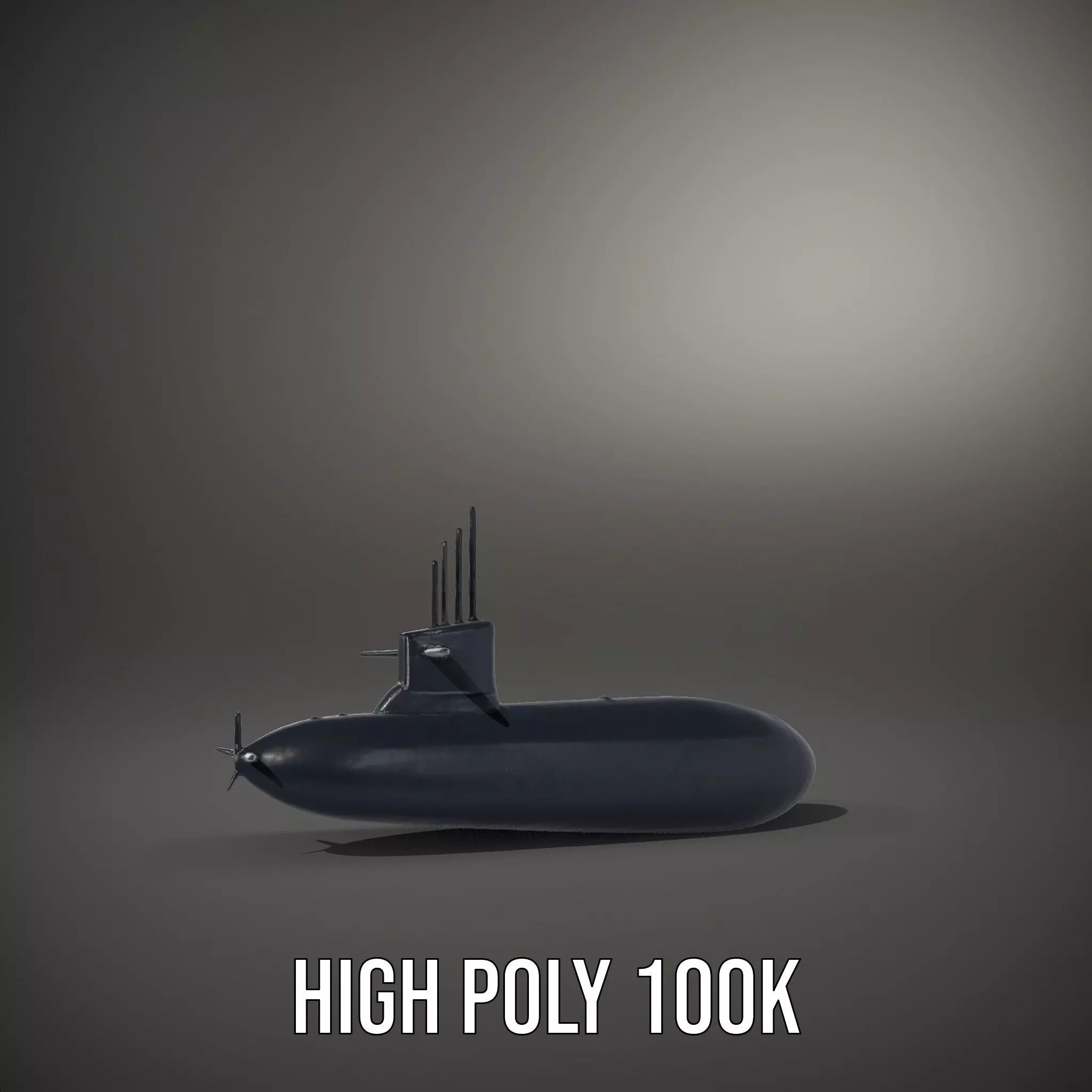Black Stealth Submarine model pack Low-poly 3D model_8