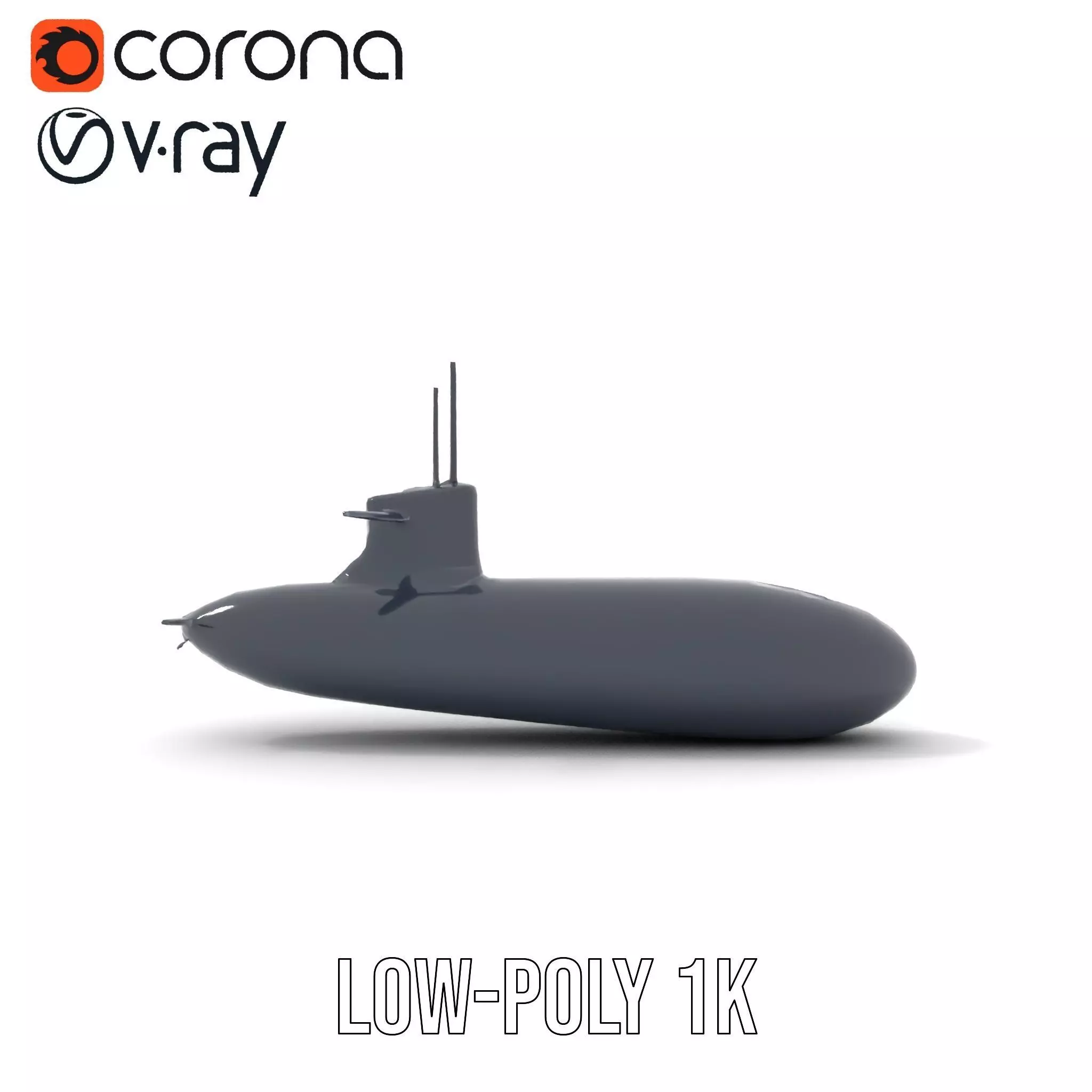 Black Stealth Submarine model pack Low-poly 3D model_19