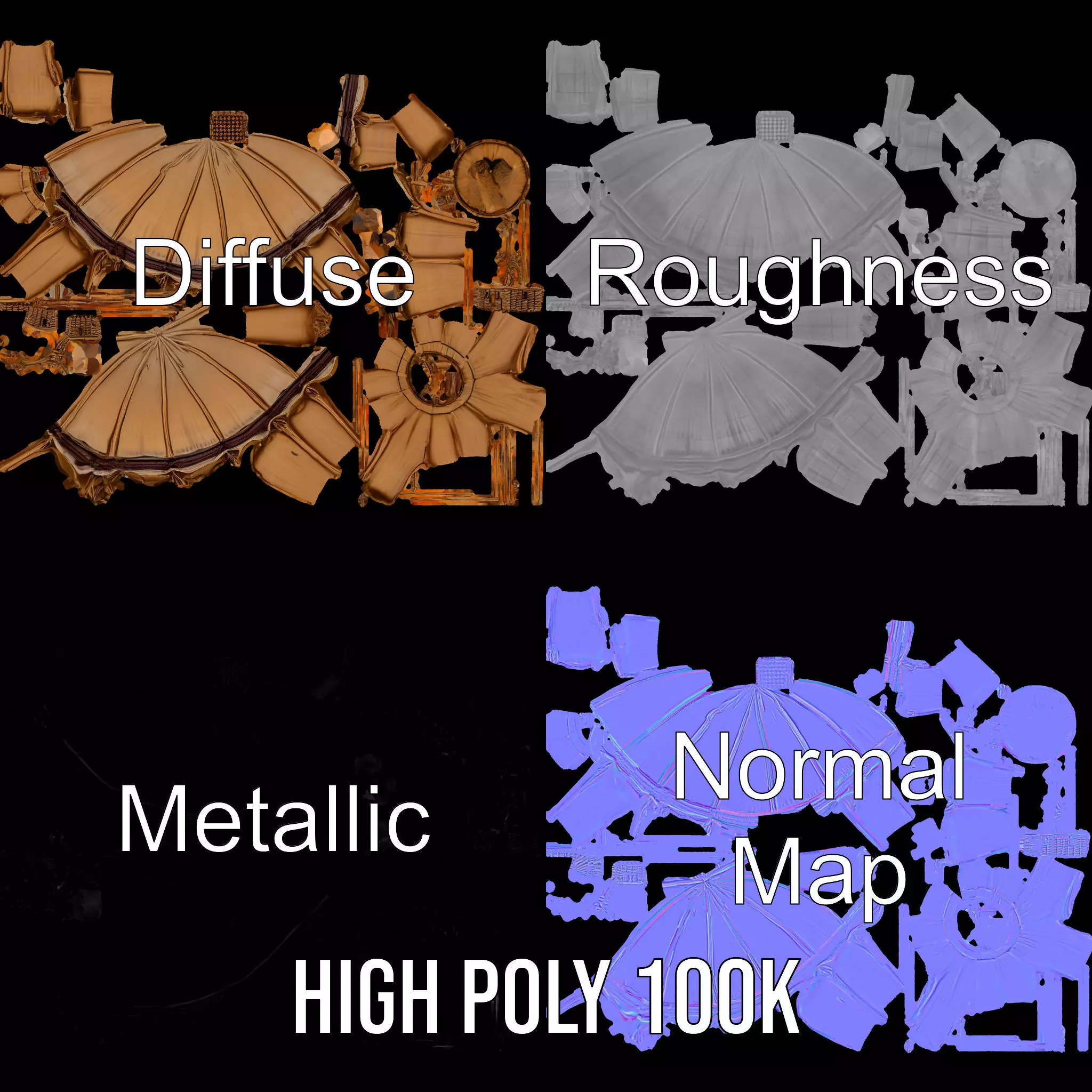 Vintage Balloon Drapery model pack Low-poly 3D model_3