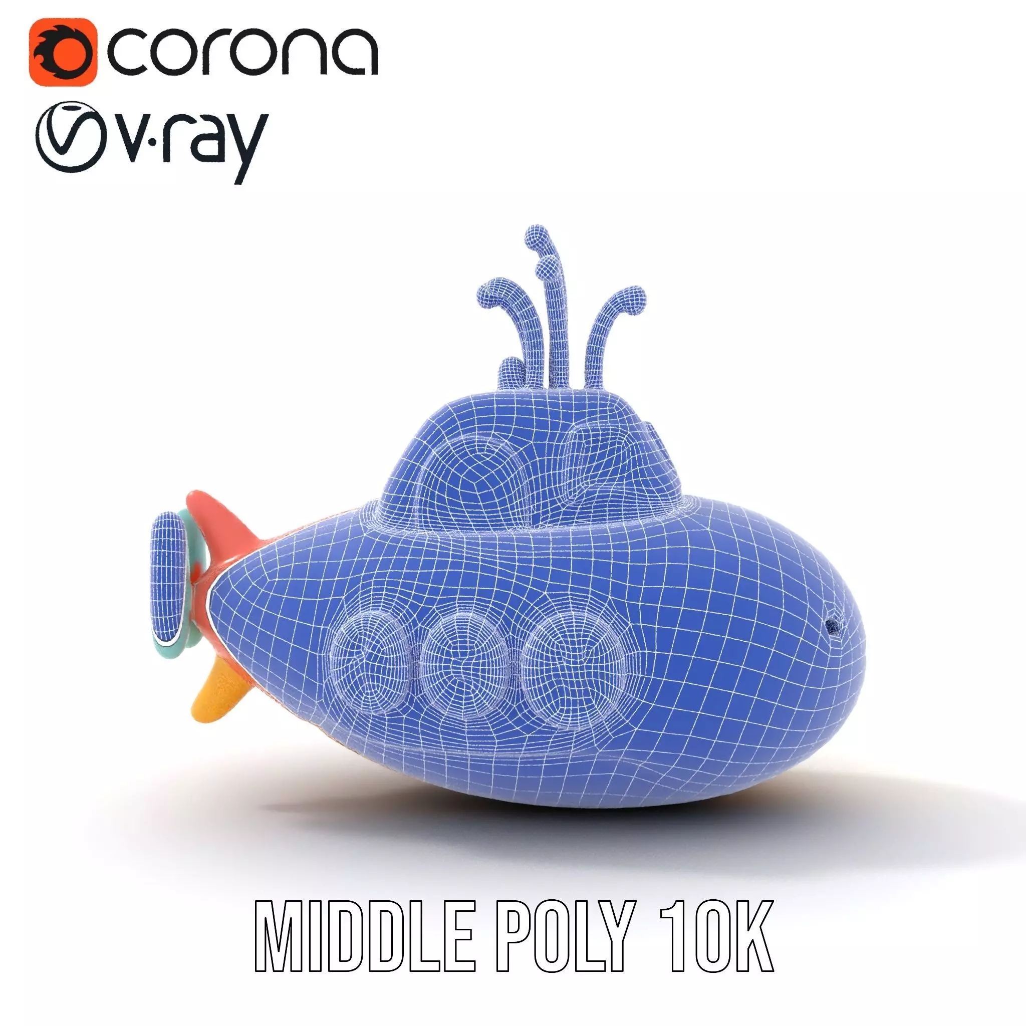 Colorful Submarine Toy model pack Low-poly 3D model_21