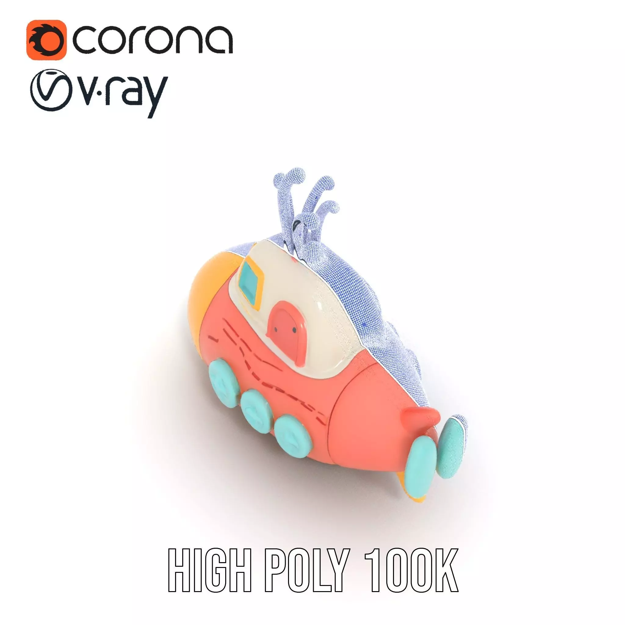 Colorful Submarine Toy model pack Low-poly 3D model_20