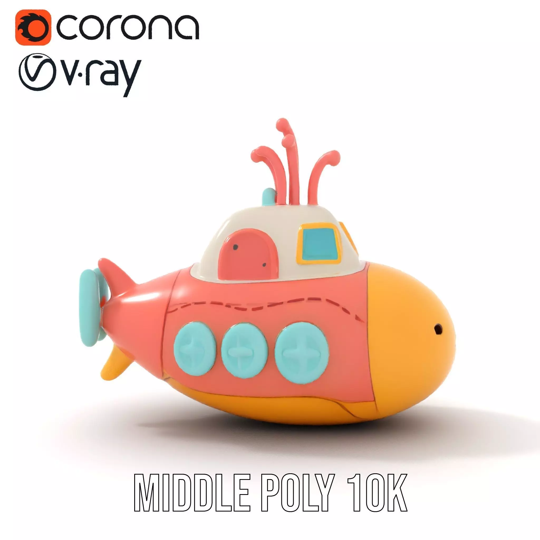 Colorful Submarine Toy model pack Low-poly 3D model_5