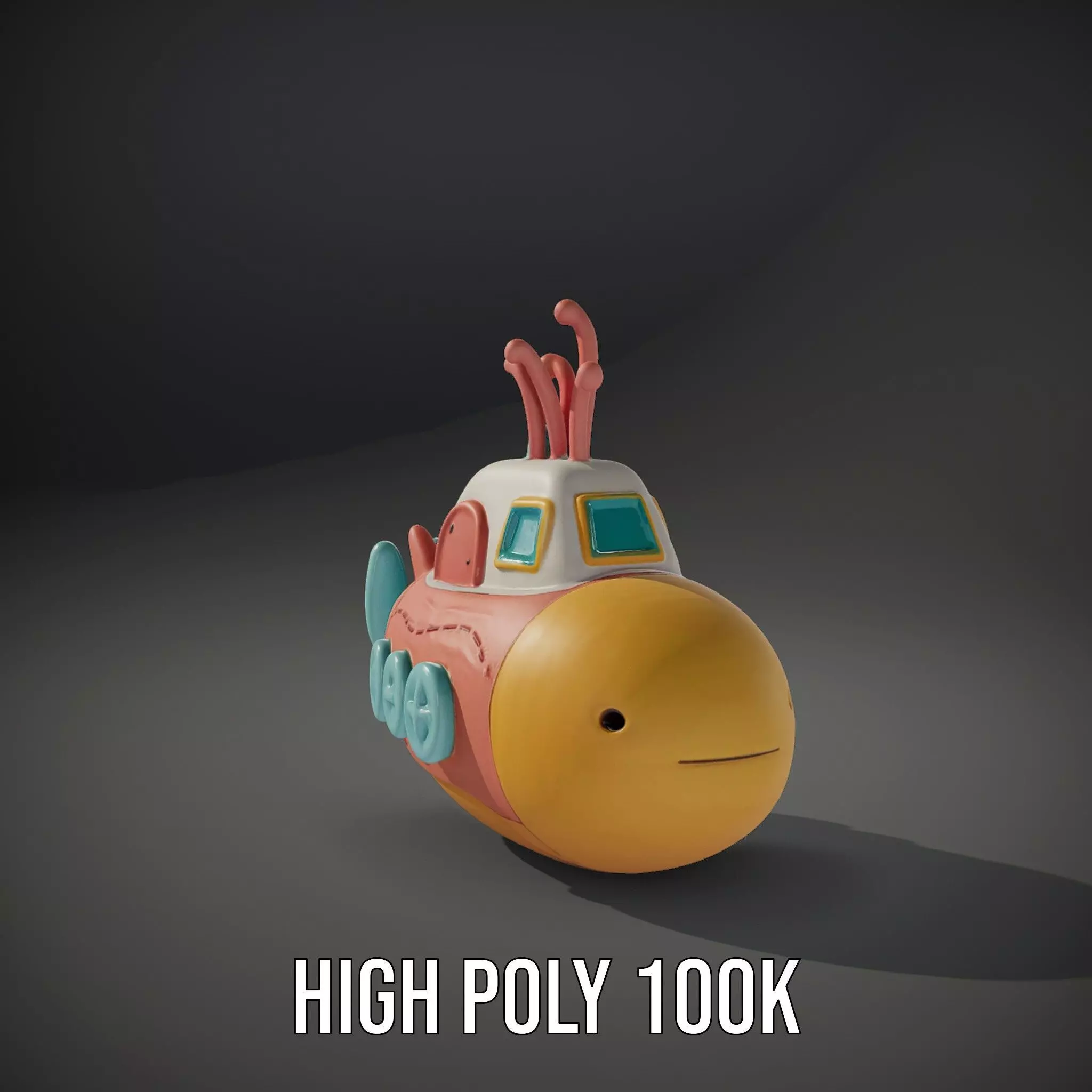 Colorful Submarine Toy model pack Low-poly 3D model_10