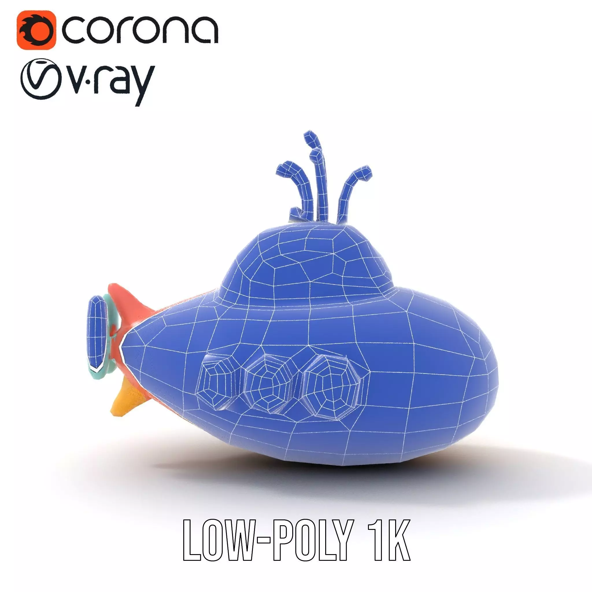 Colorful Submarine Toy model pack Low-poly 3D model_31