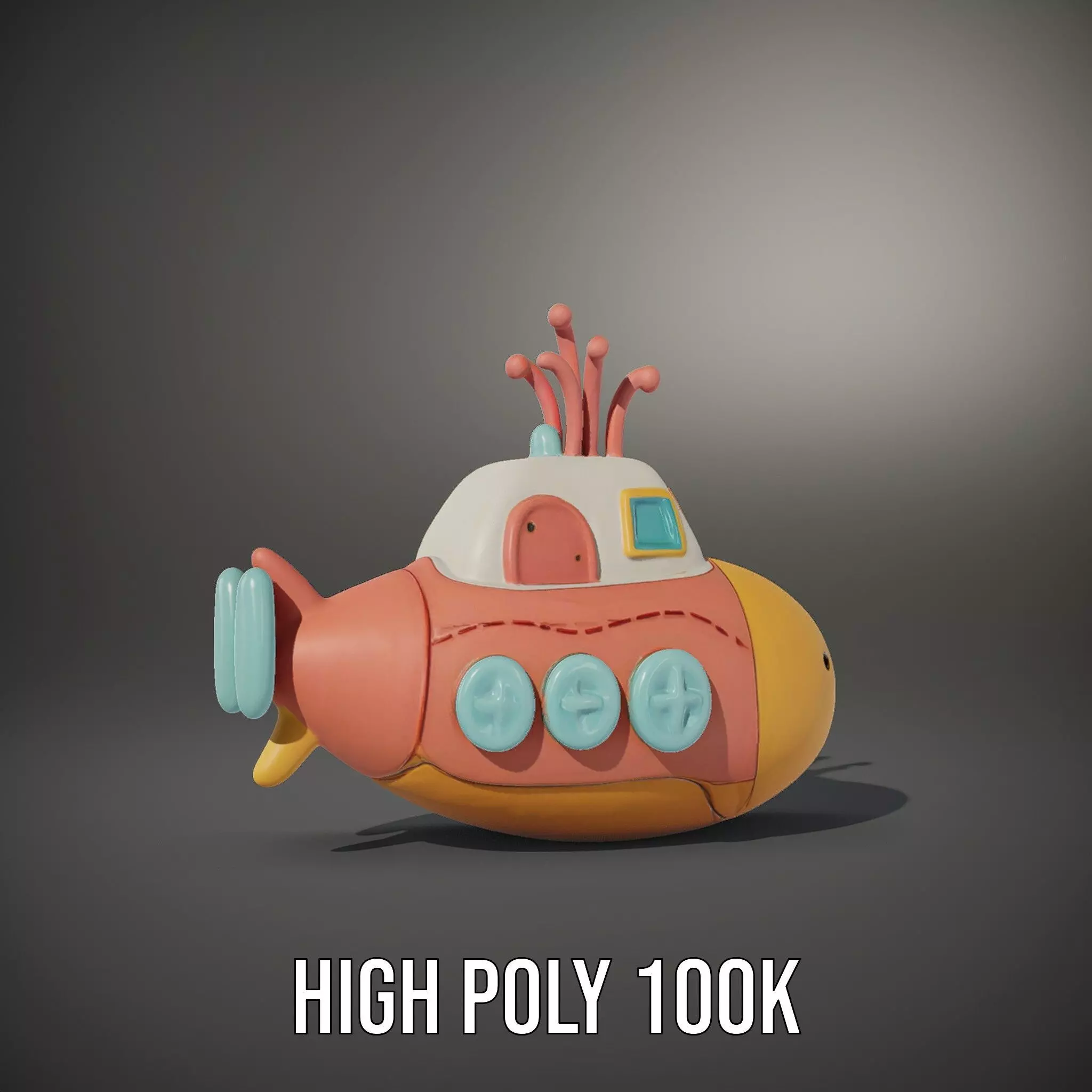 Colorful Submarine Toy model pack Low-poly 3D model_8