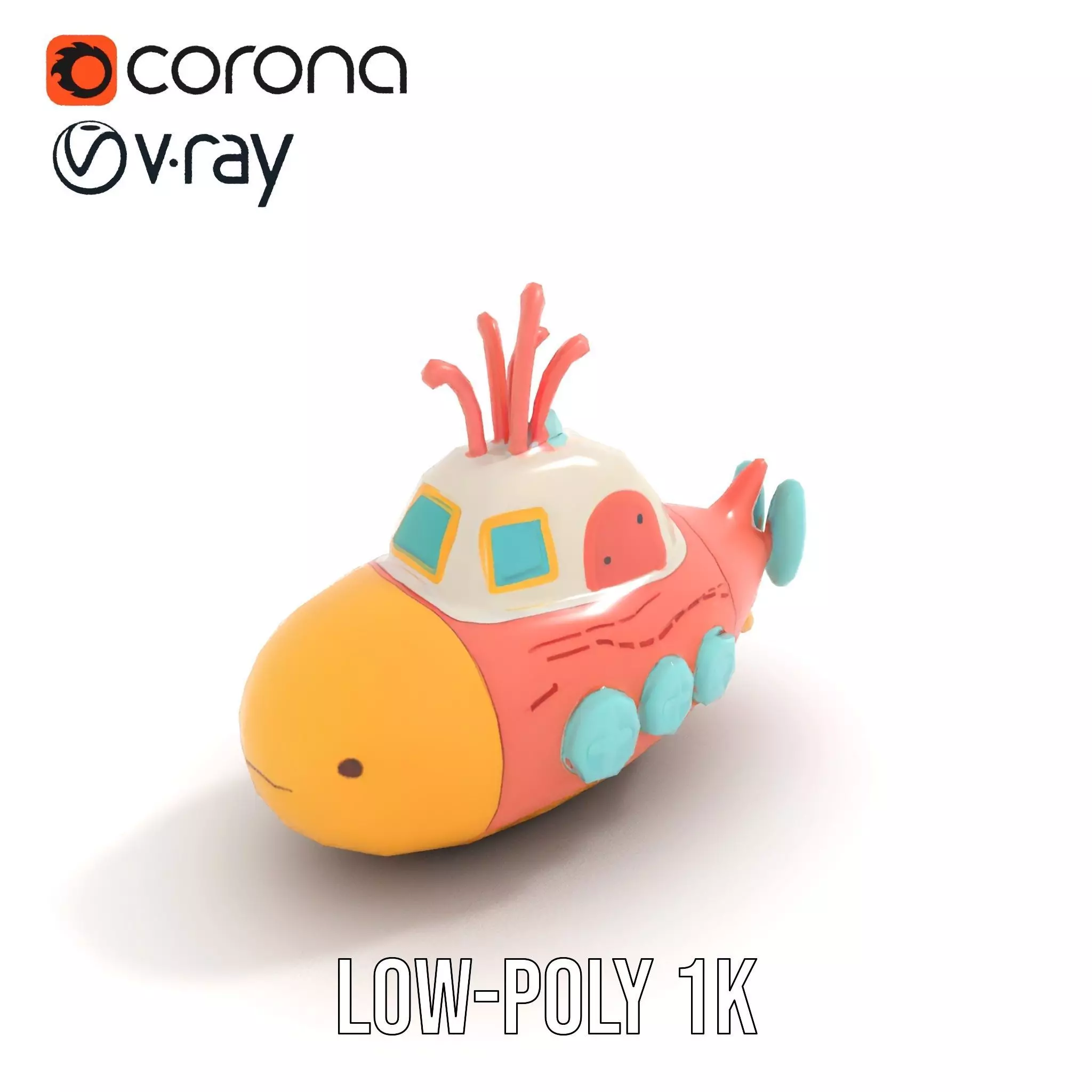 Colorful Submarine Toy model pack Low-poly 3D model_14