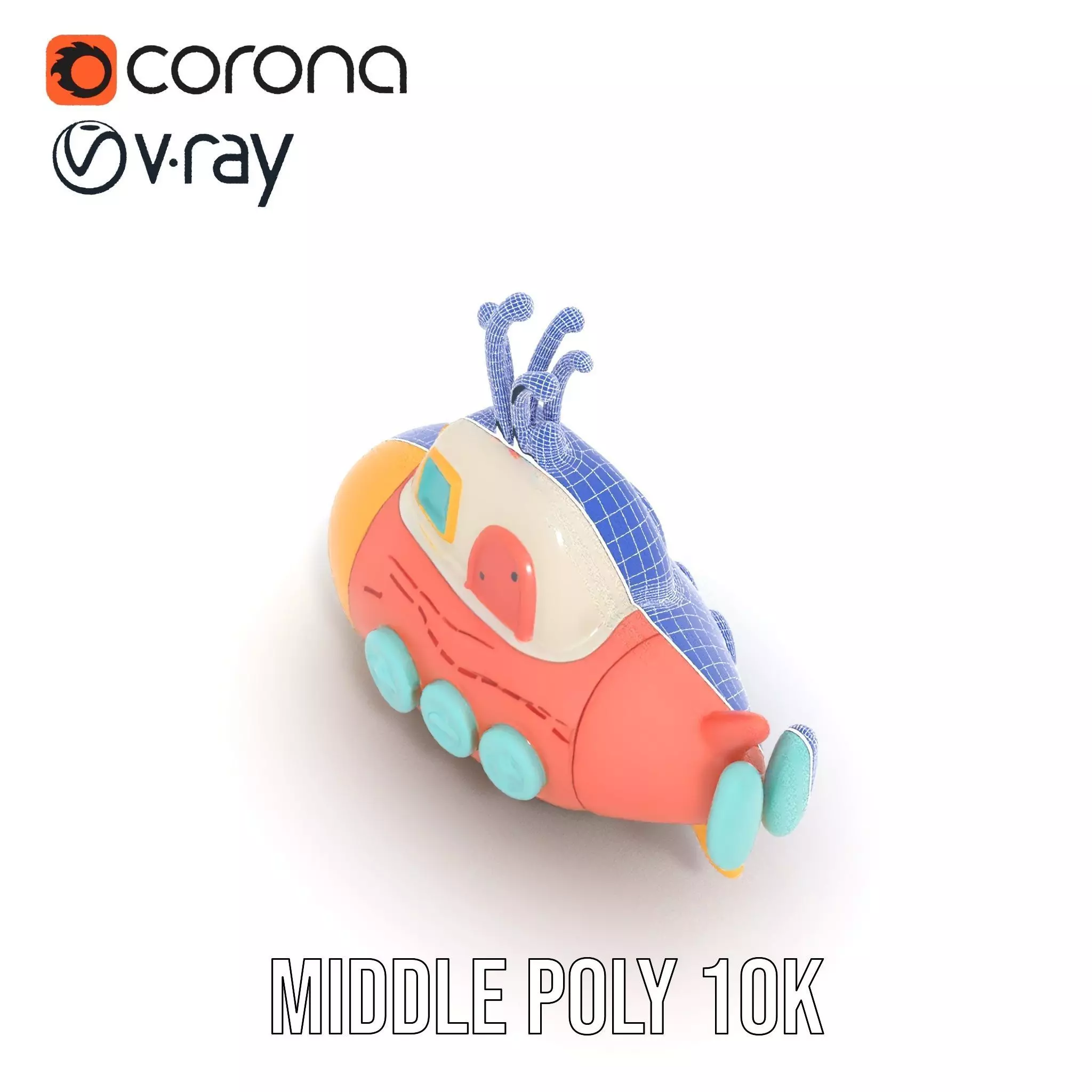 Colorful Submarine Toy model pack Low-poly 3D model_27