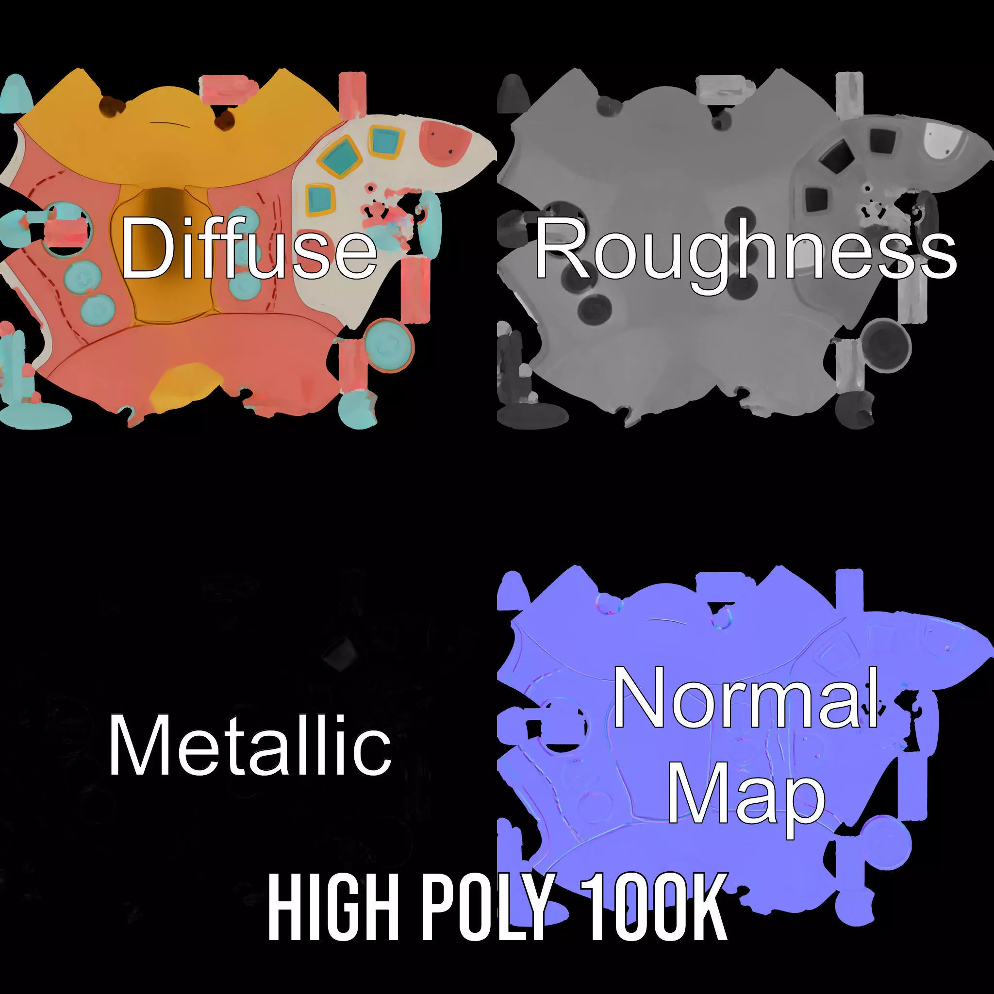 Colorful Submarine Toy model pack Low-poly 3D model_3