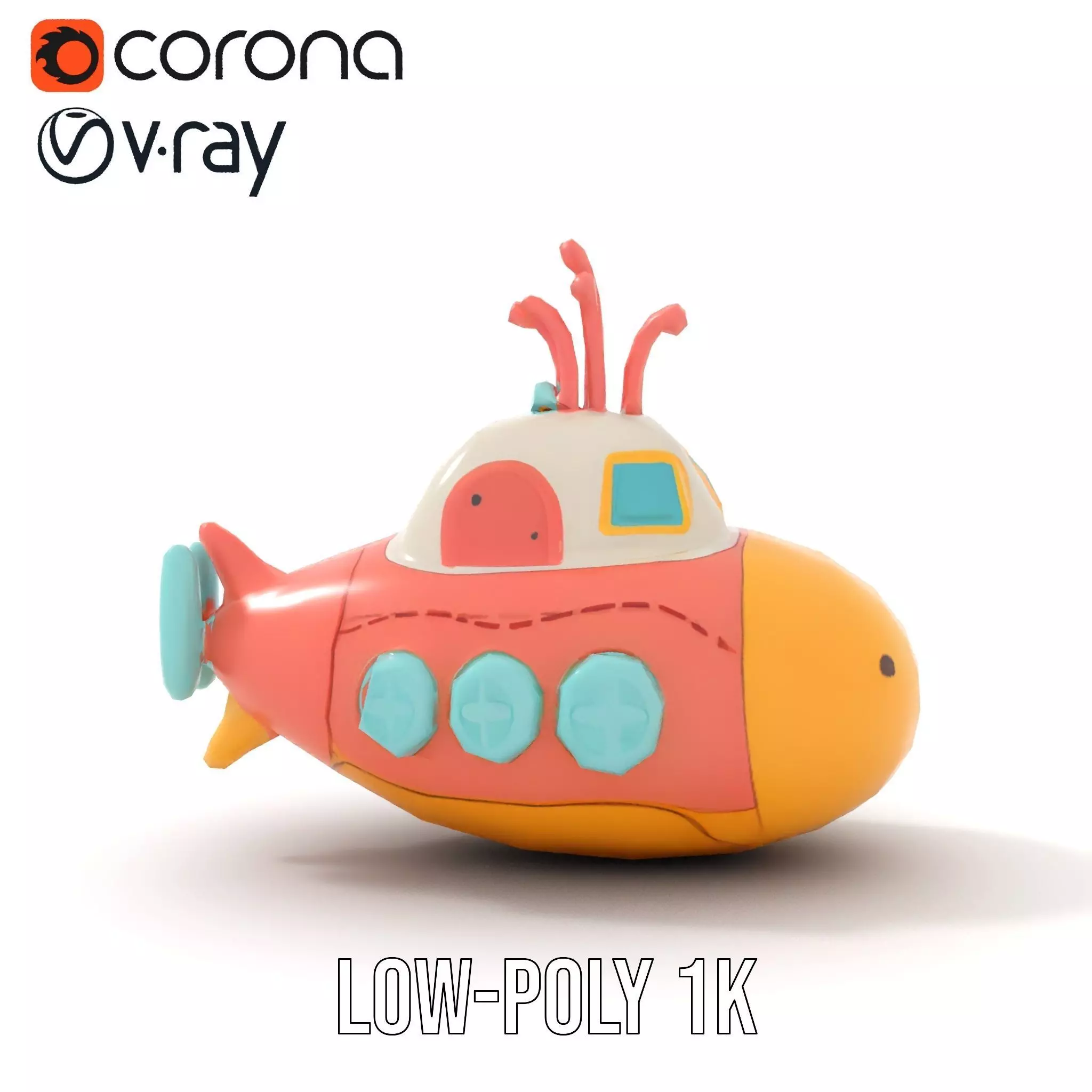 Colorful Submarine Toy model pack Low-poly 3D model_22