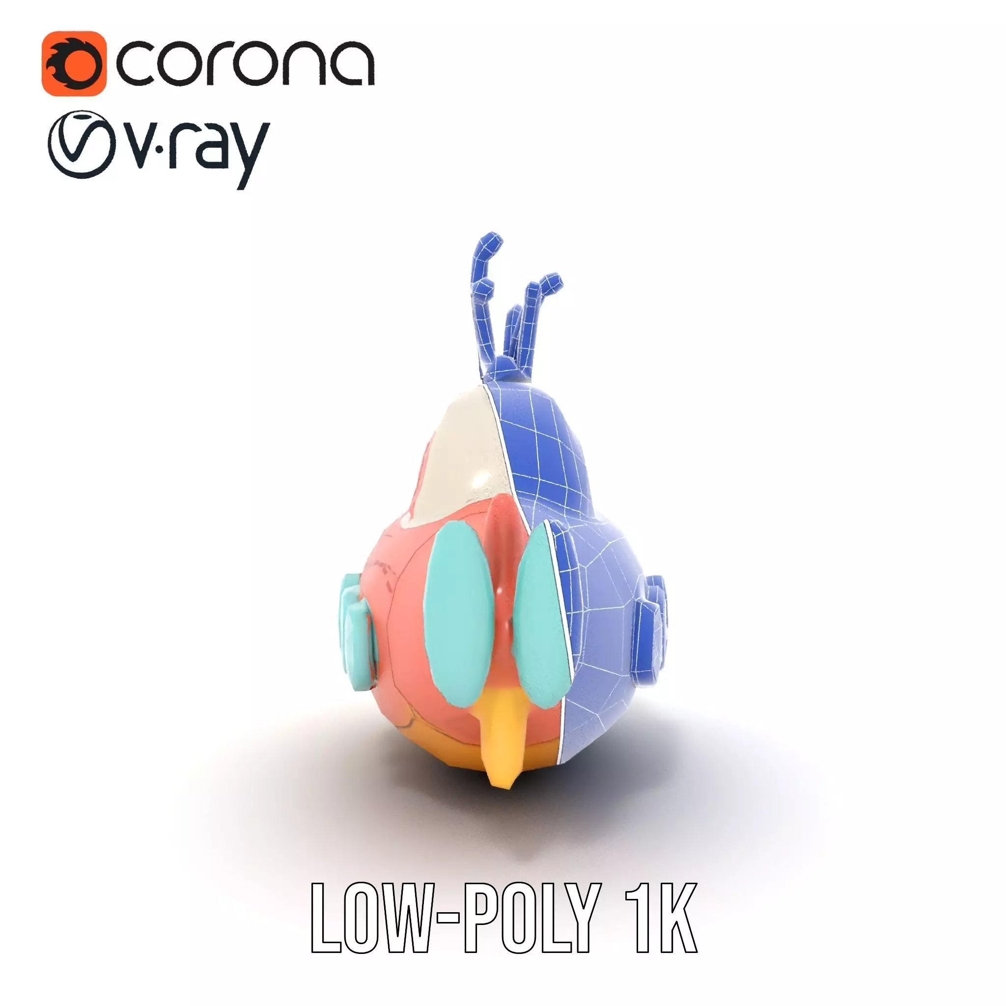 Colorful Submarine Toy model pack Low-poly 3D model_19