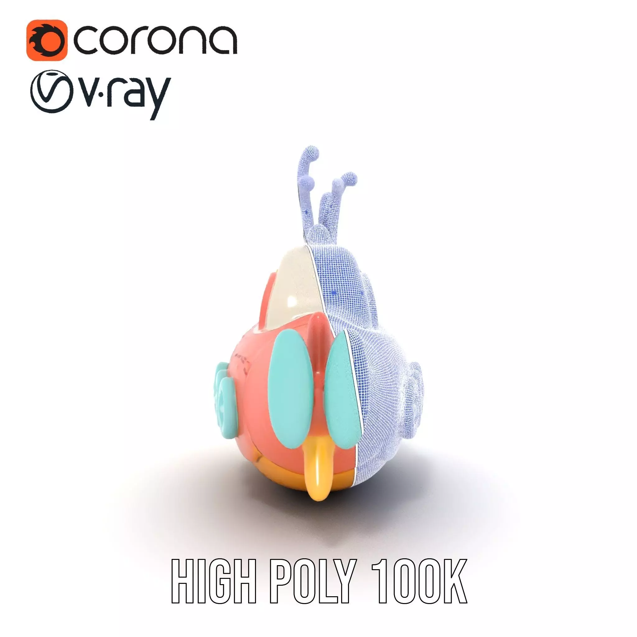 Colorful Submarine Toy model pack Low-poly 3D model_34