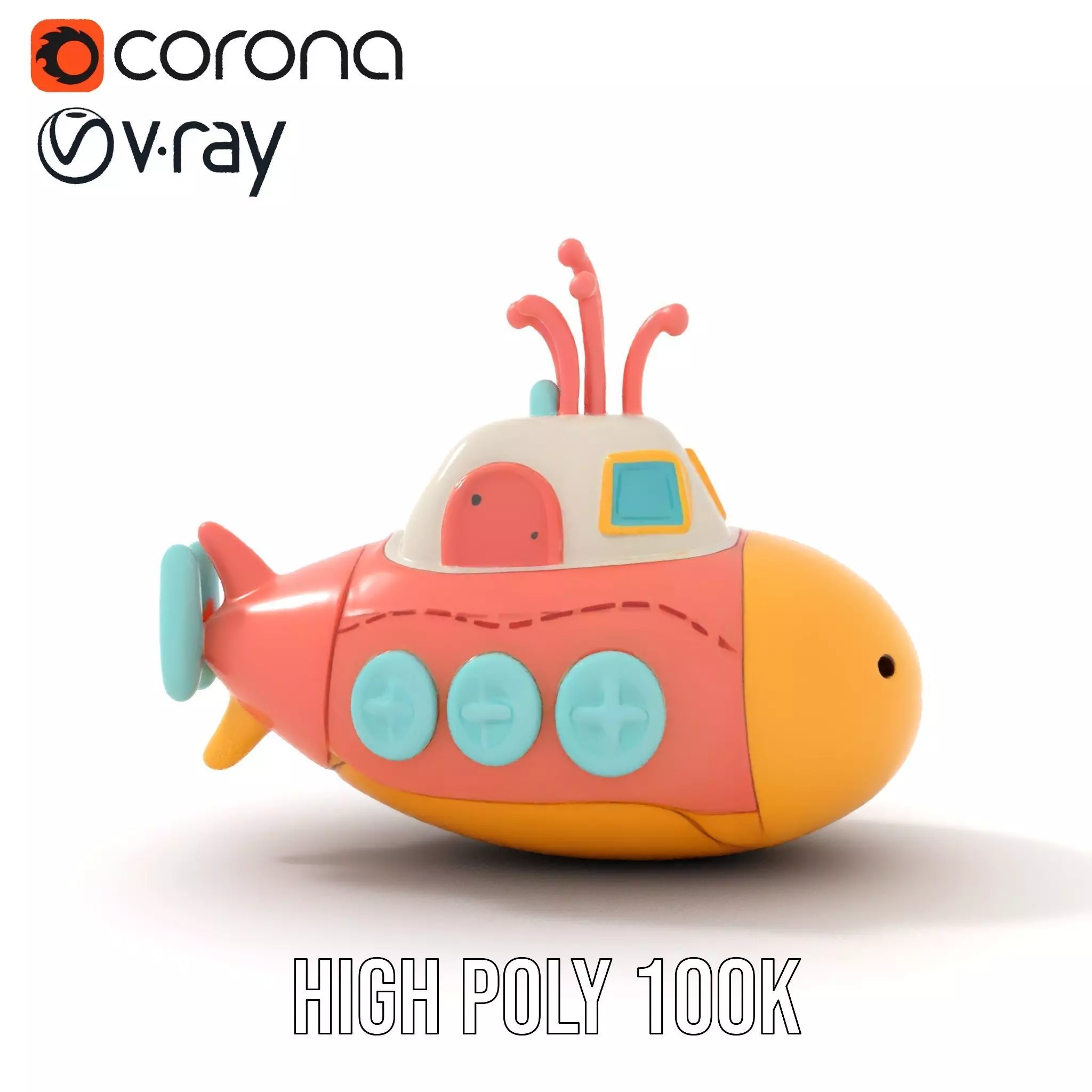 Colorful Submarine Toy model pack Low-poly 3D model_33