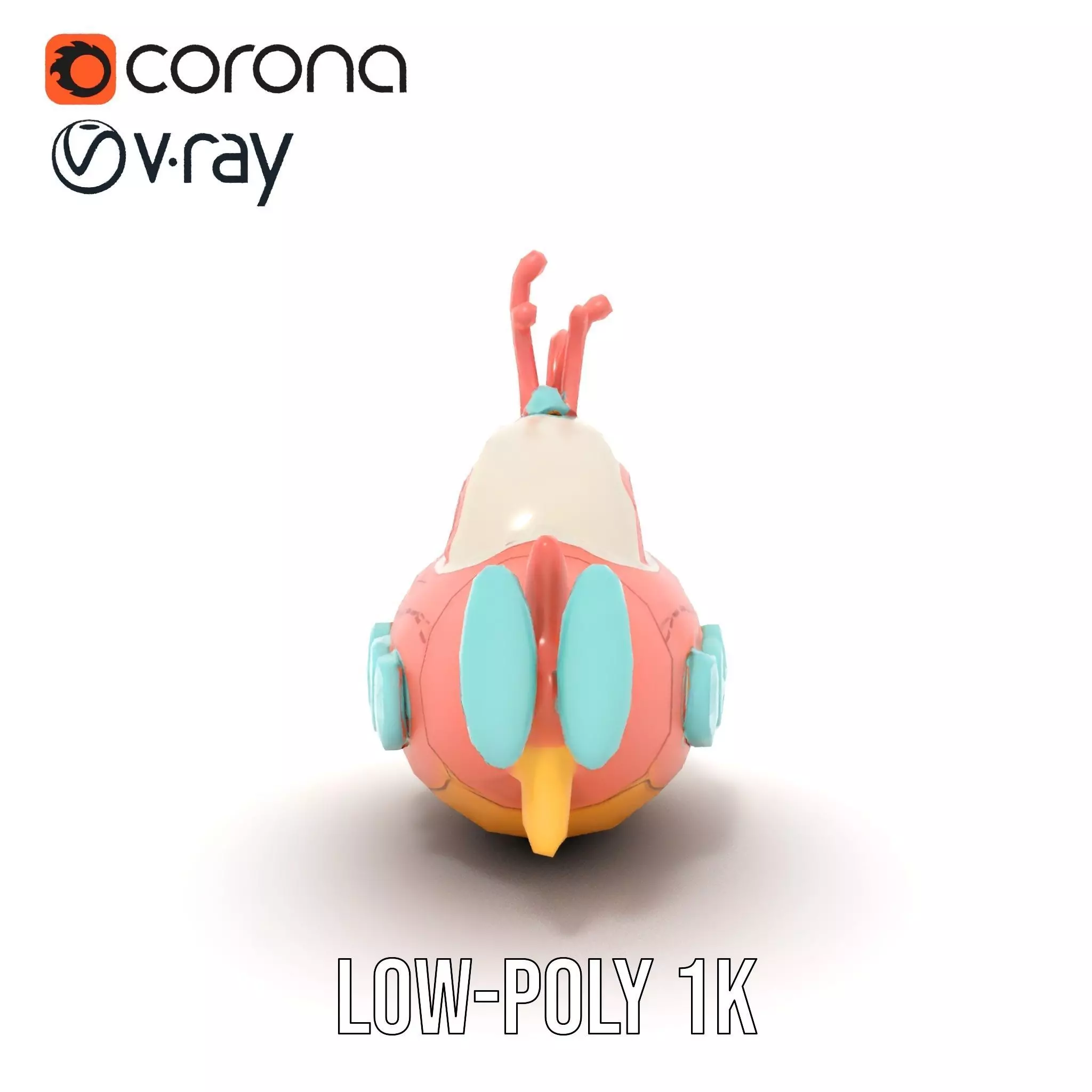 Colorful Submarine Toy model pack Low-poly 3D model_9