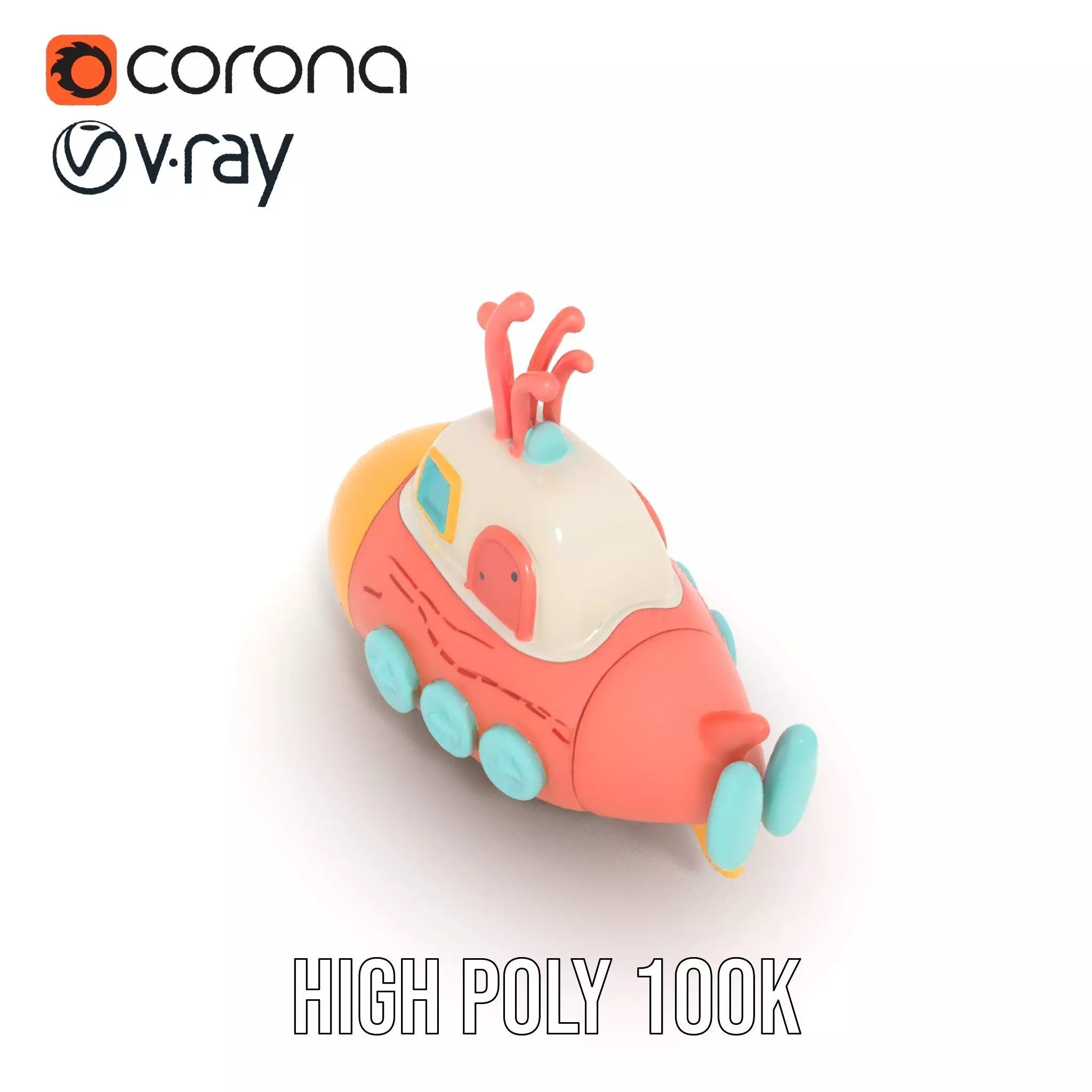 Colorful Submarine Toy model pack Low-poly 3D model_23