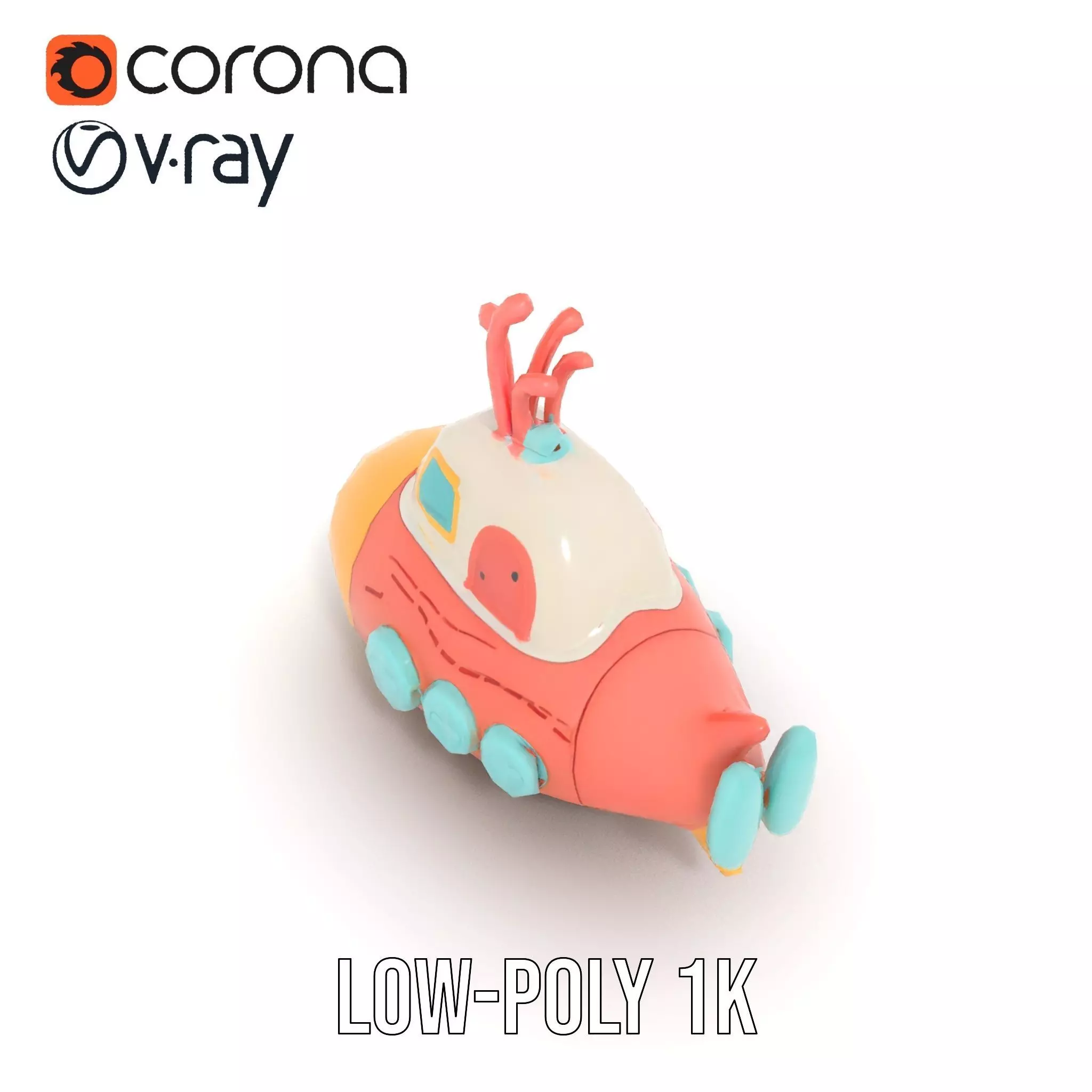 Colorful Submarine Toy model pack Low-poly 3D model_12