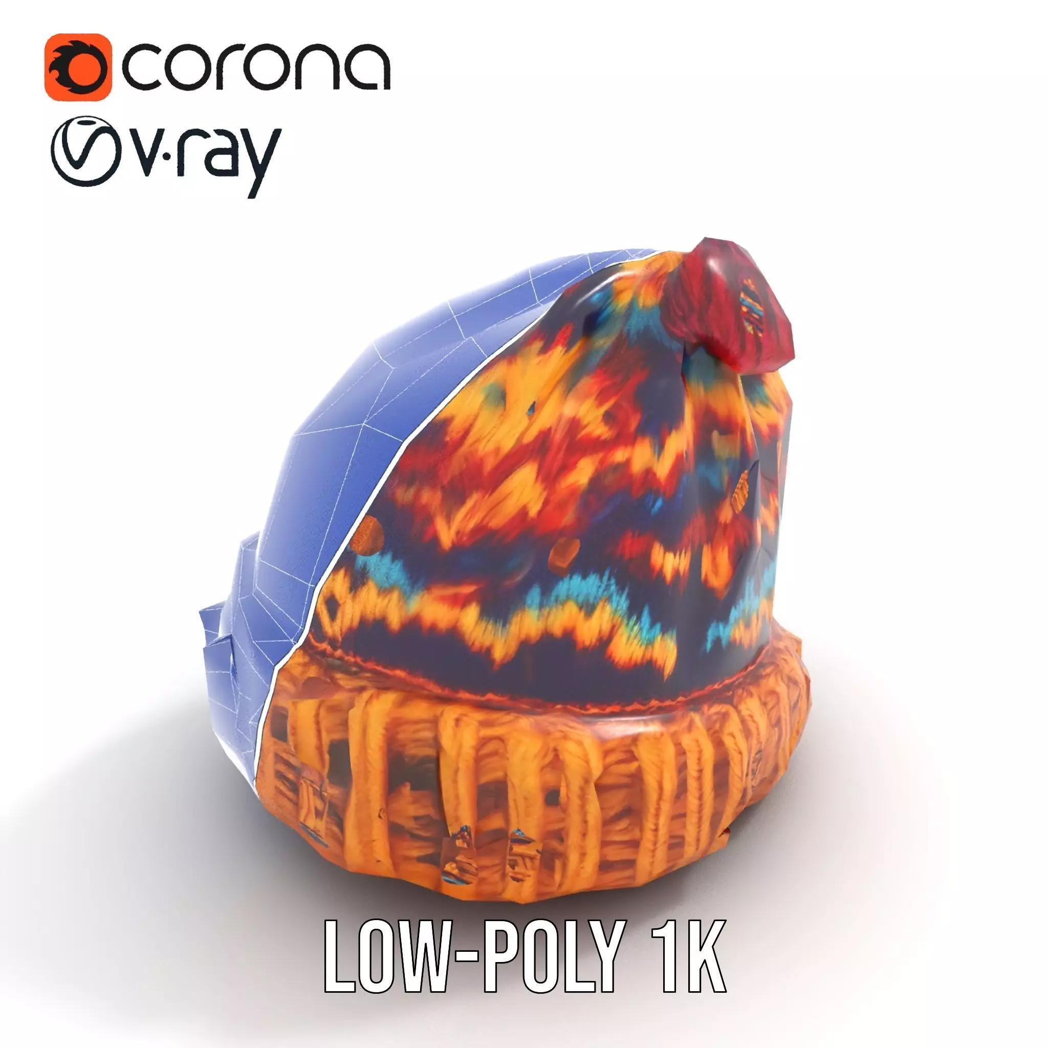 Colorful Knitted Beanie model pack Low-poly 3D model_27