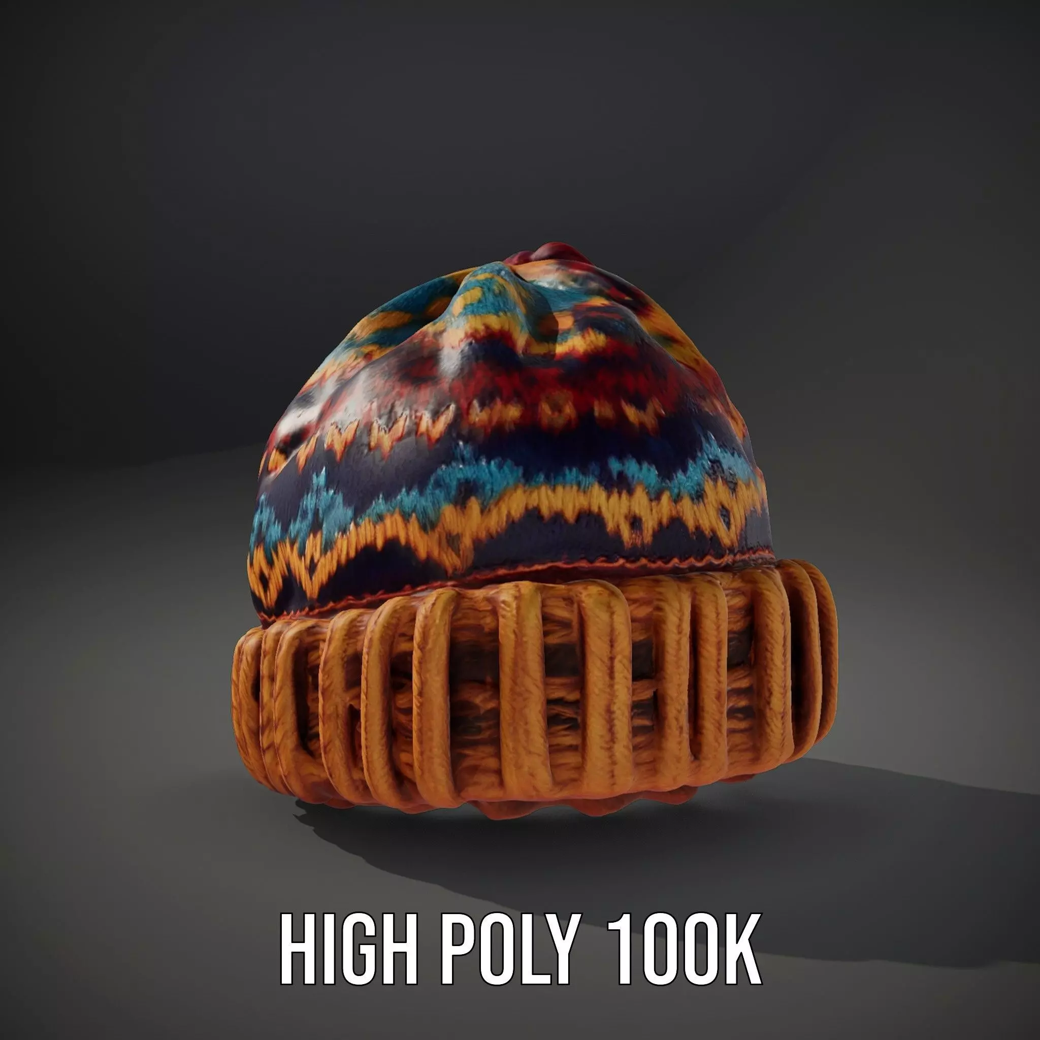 Colorful Knitted Beanie model pack Low-poly 3D model_12