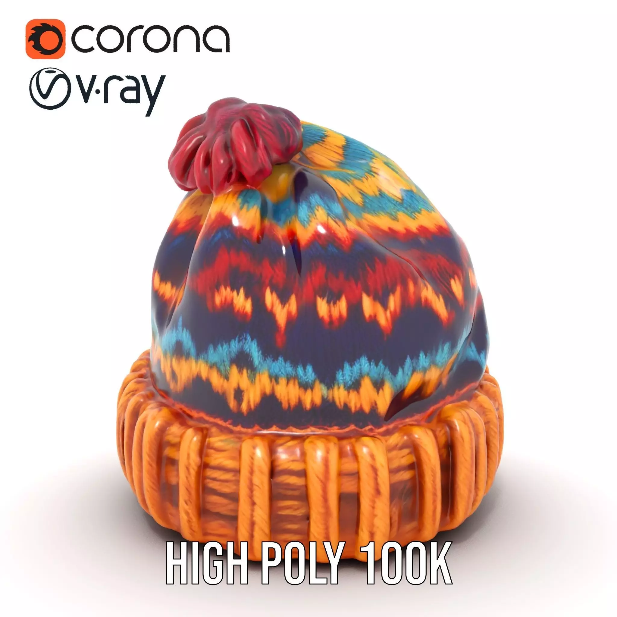Colorful Knitted Beanie model pack Low-poly 3D model_31