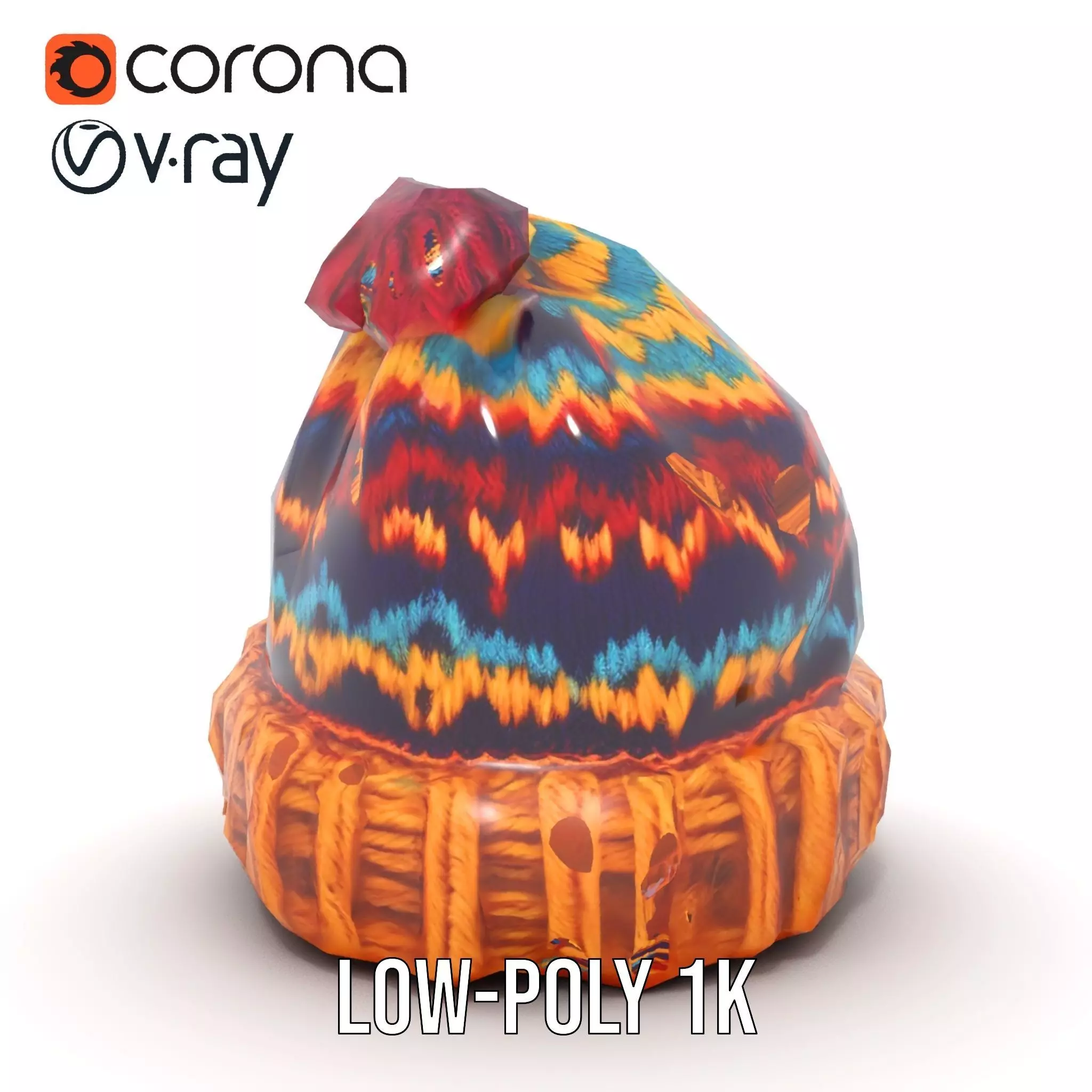 Colorful Knitted Beanie model pack Low-poly 3D model_25