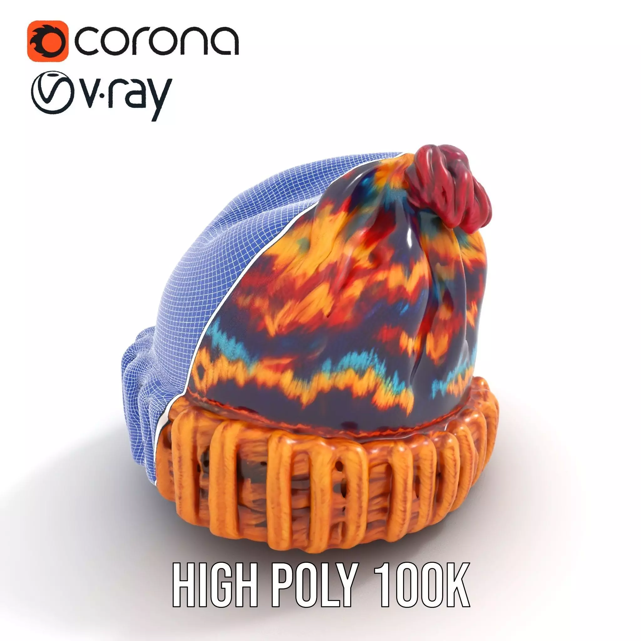 Colorful Knitted Beanie model pack Low-poly 3D model_20