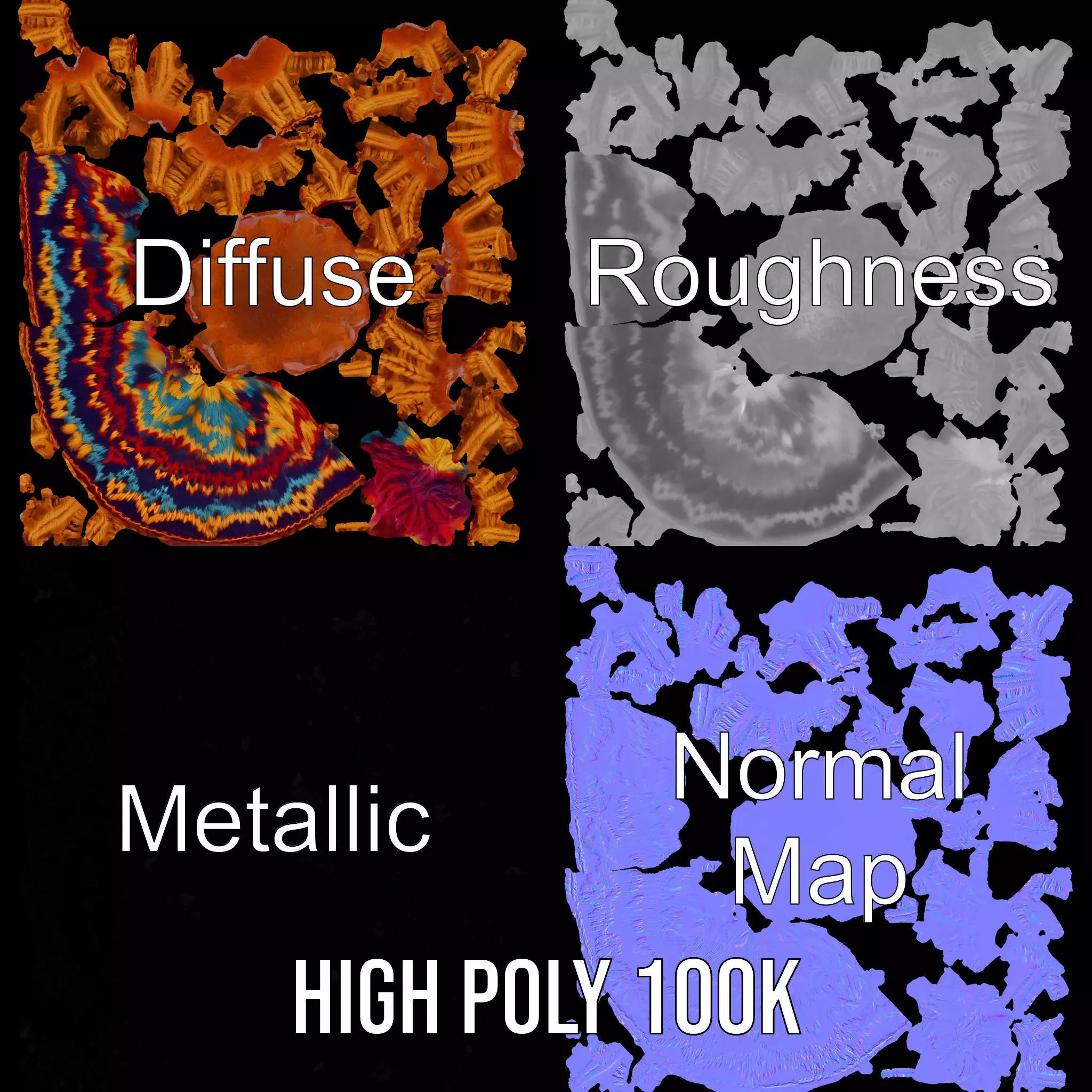 Colorful Knitted Beanie model pack Low-poly 3D model_3