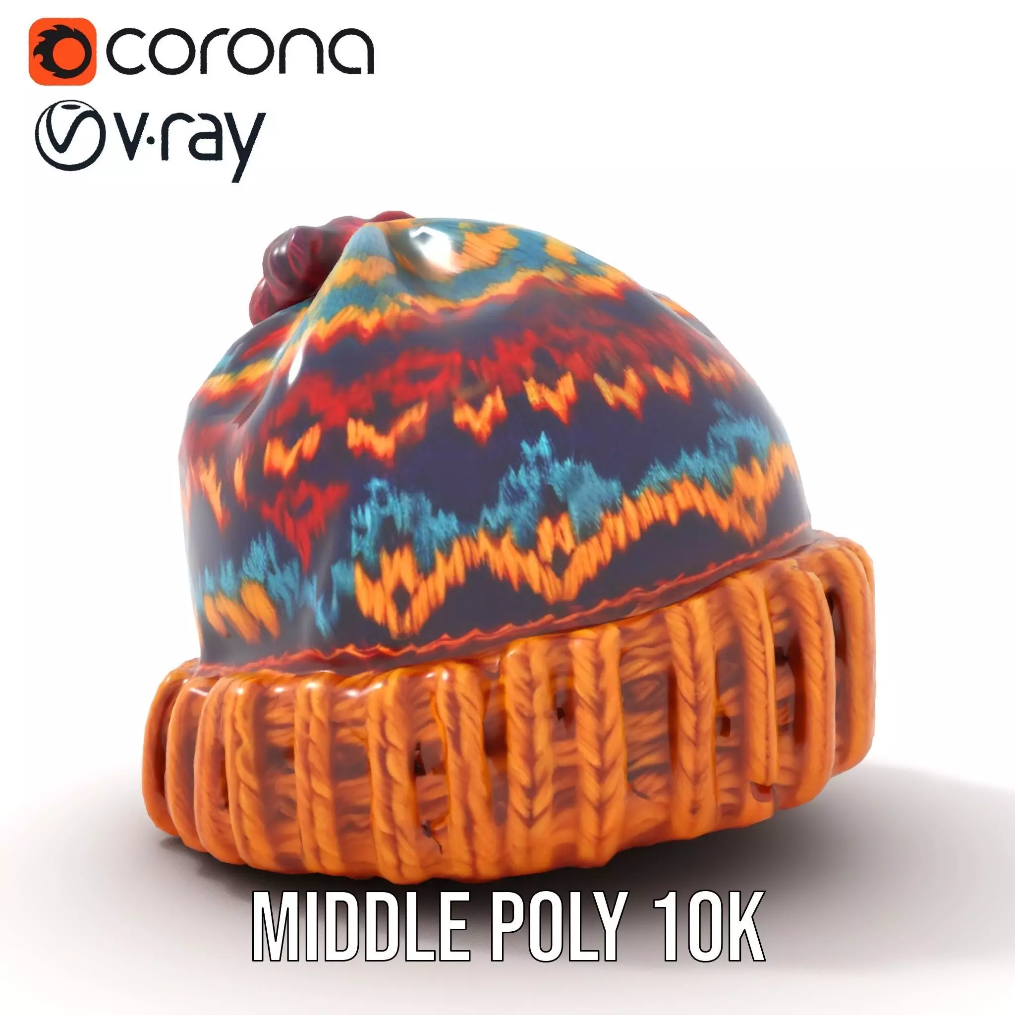 Colorful Knitted Beanie model pack Low-poly 3D model_16