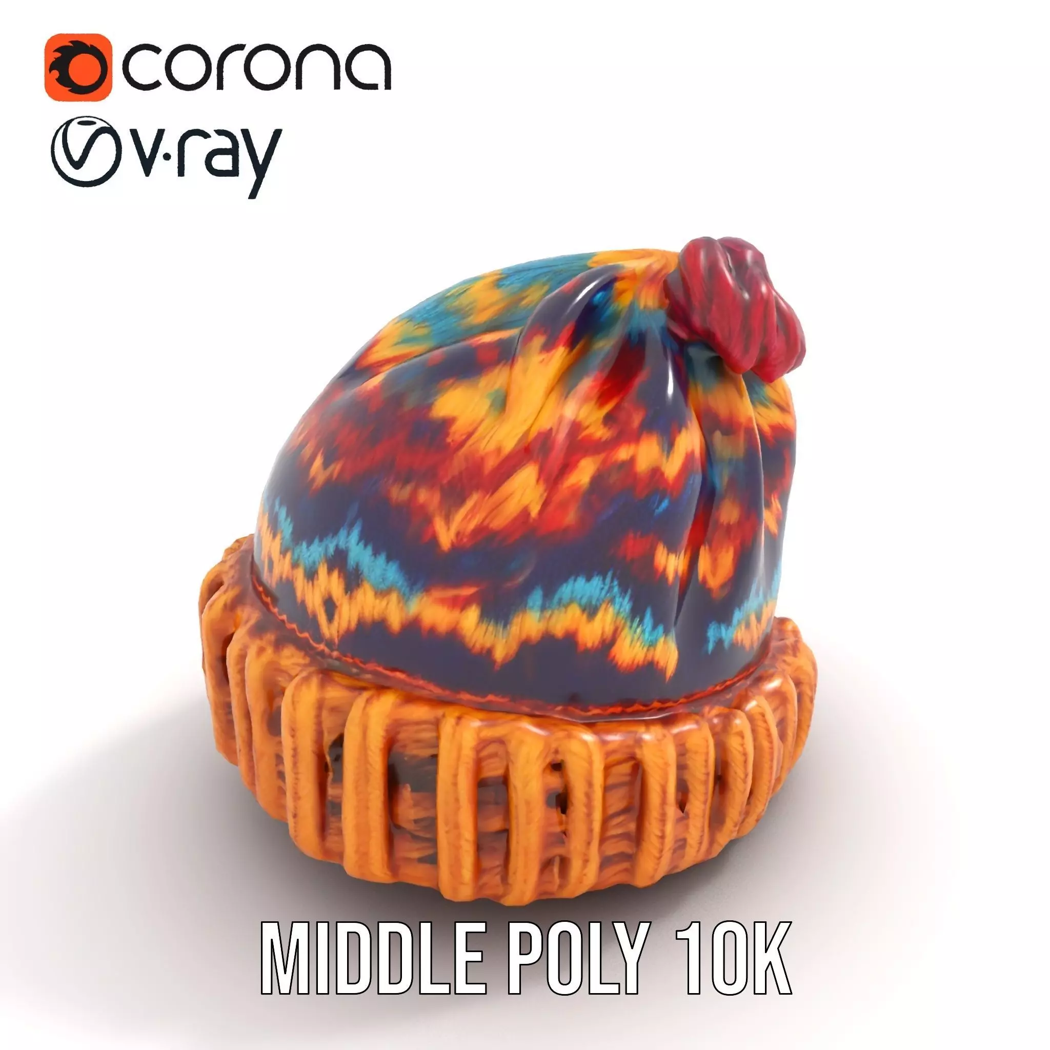 Colorful Knitted Beanie model pack Low-poly 3D model_6