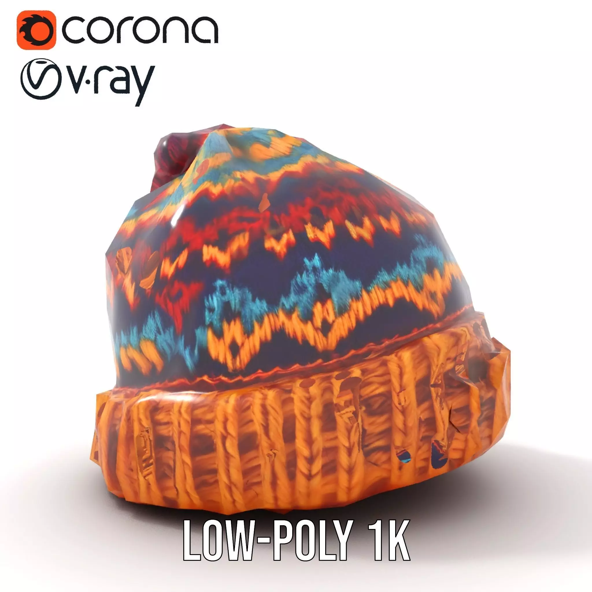 Colorful Knitted Beanie model pack Low-poly 3D model_19