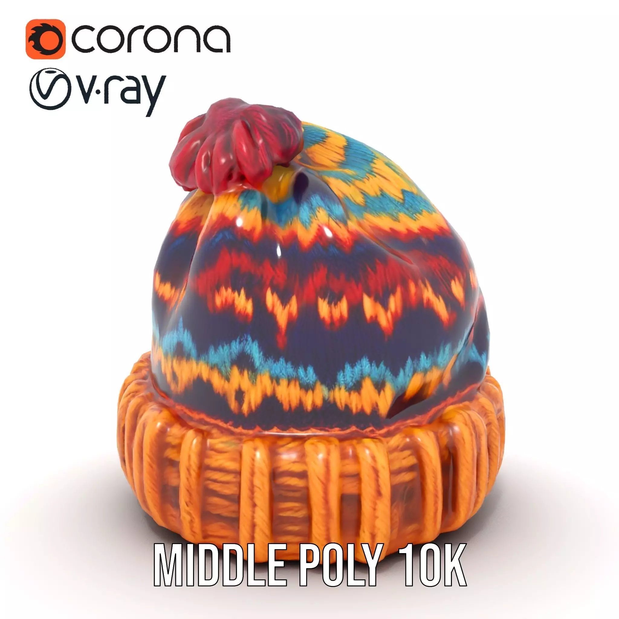 Colorful Knitted Beanie model pack Low-poly 3D model_18