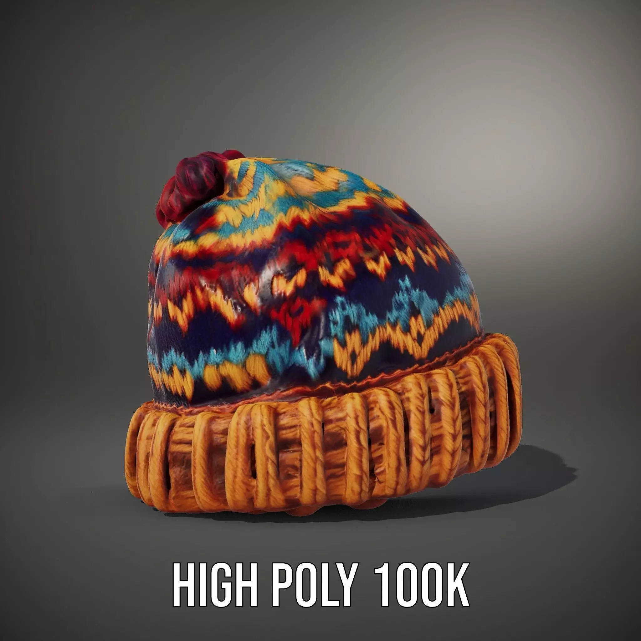 Colorful Knitted Beanie model pack Low-poly 3D model_8