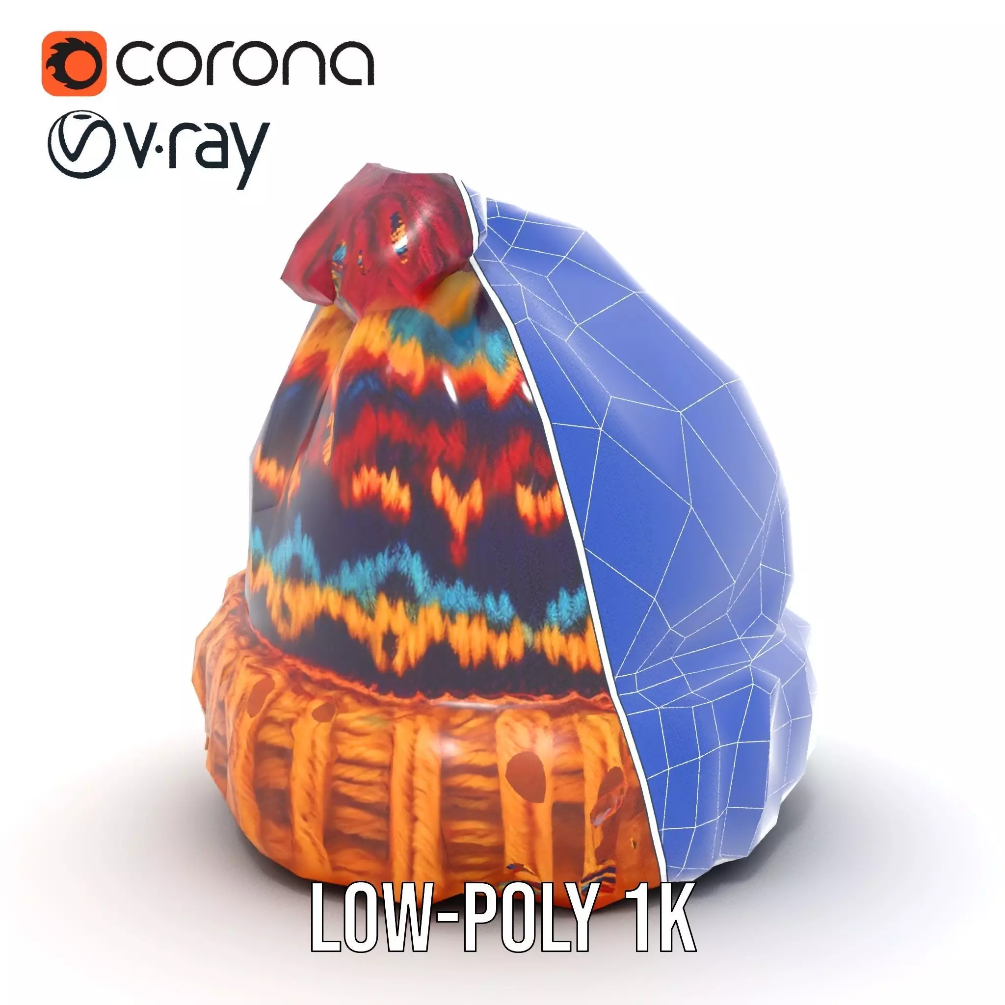 Colorful Knitted Beanie model pack Low-poly 3D model_17