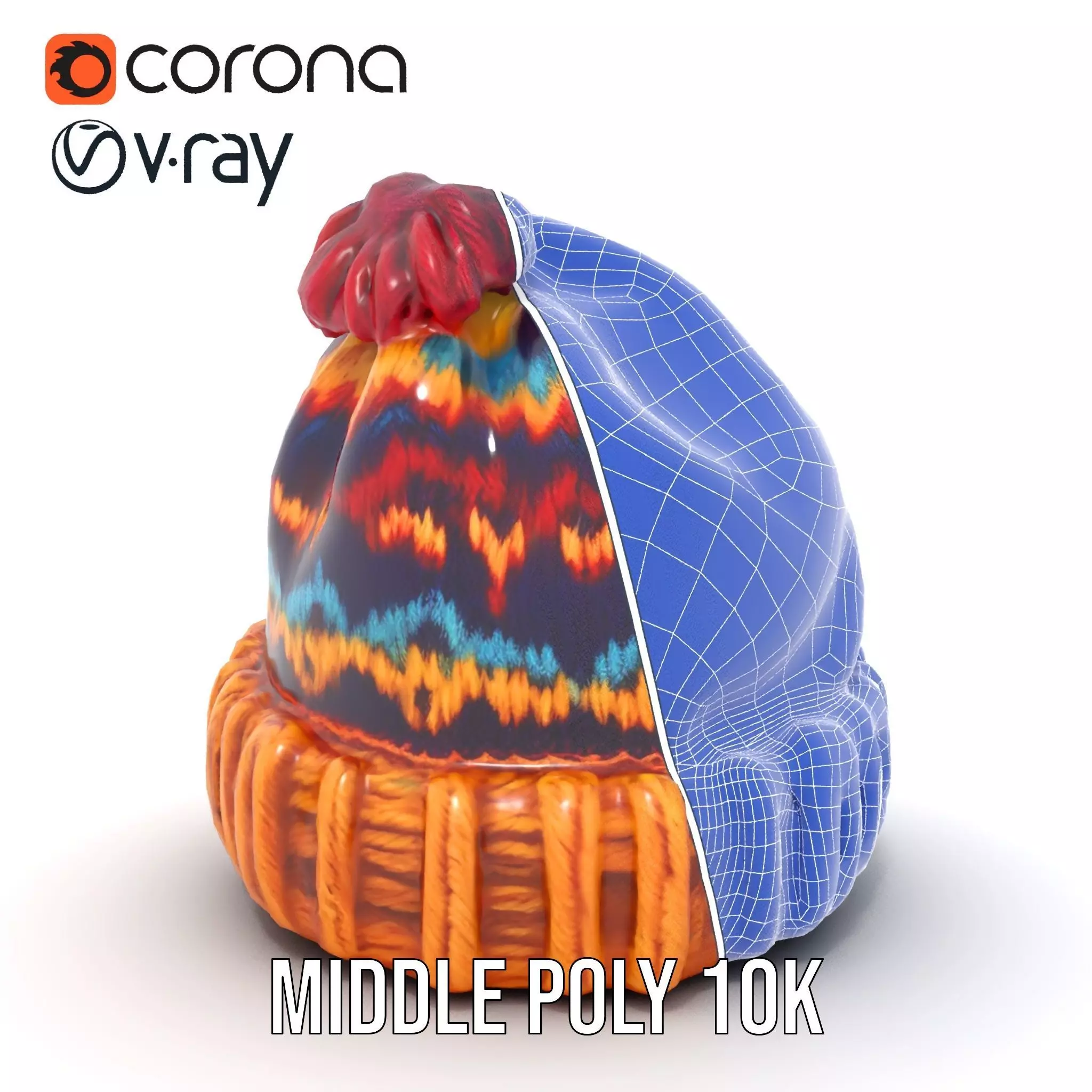 Colorful Knitted Beanie model pack Low-poly 3D model_29