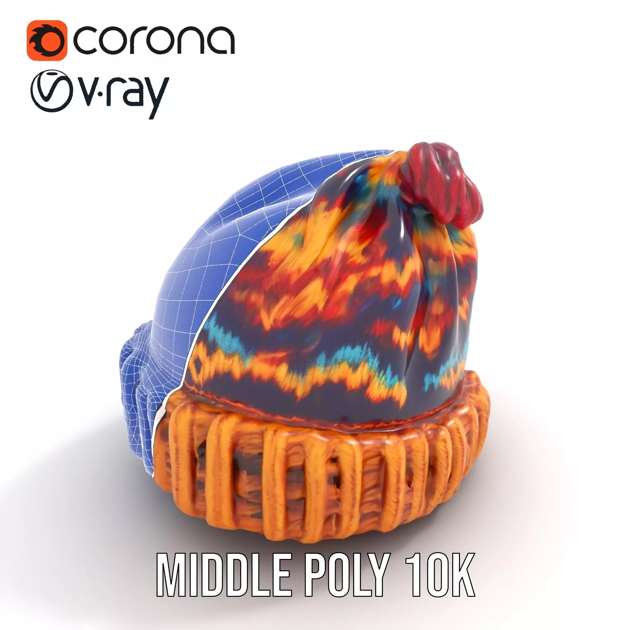 Colorful Knitted Beanie model pack Low-poly 3D model_26